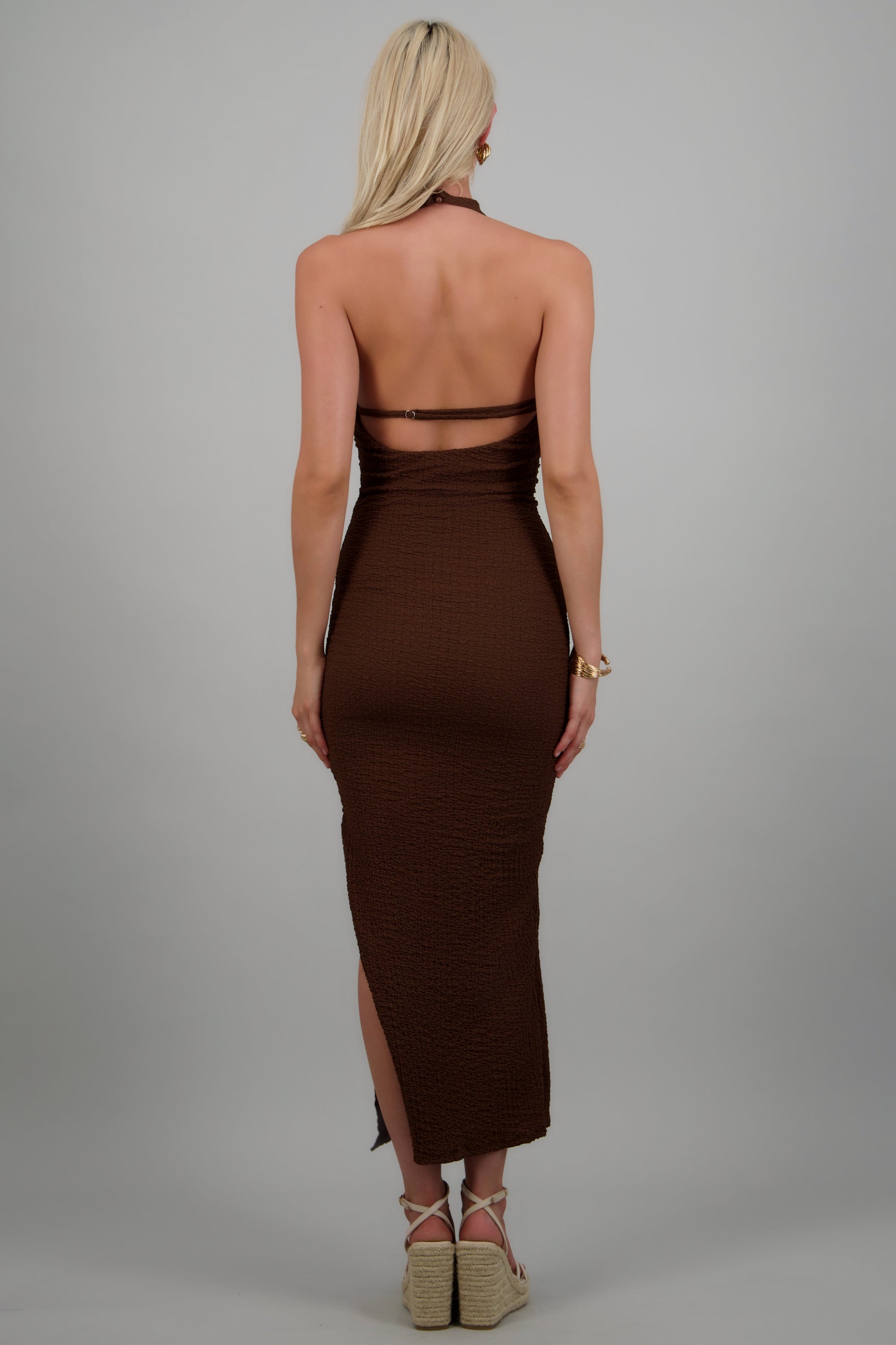 Vestido bodycon con textura CHOCOLATE
