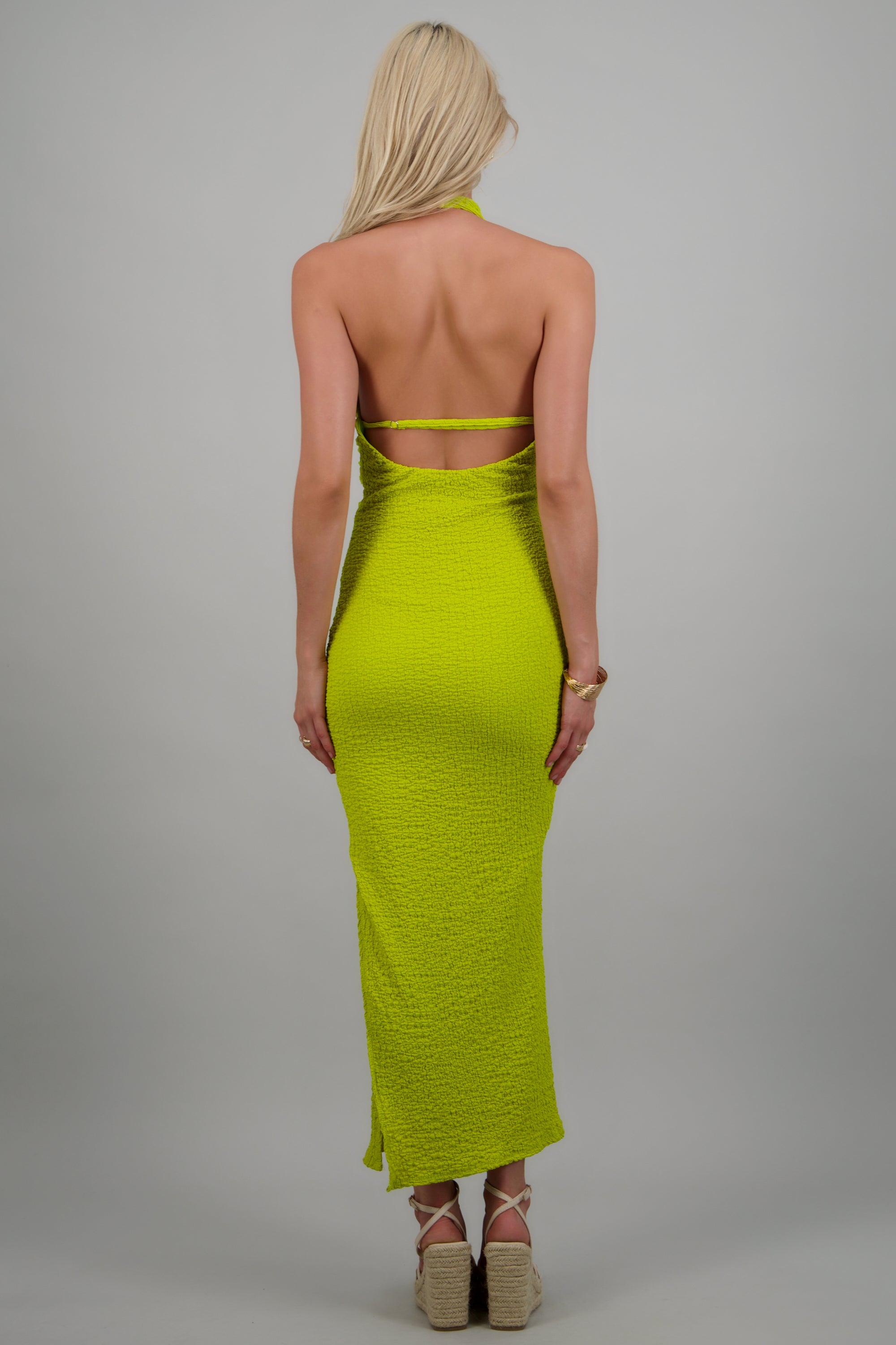Vestido bodycon con textura VERDE