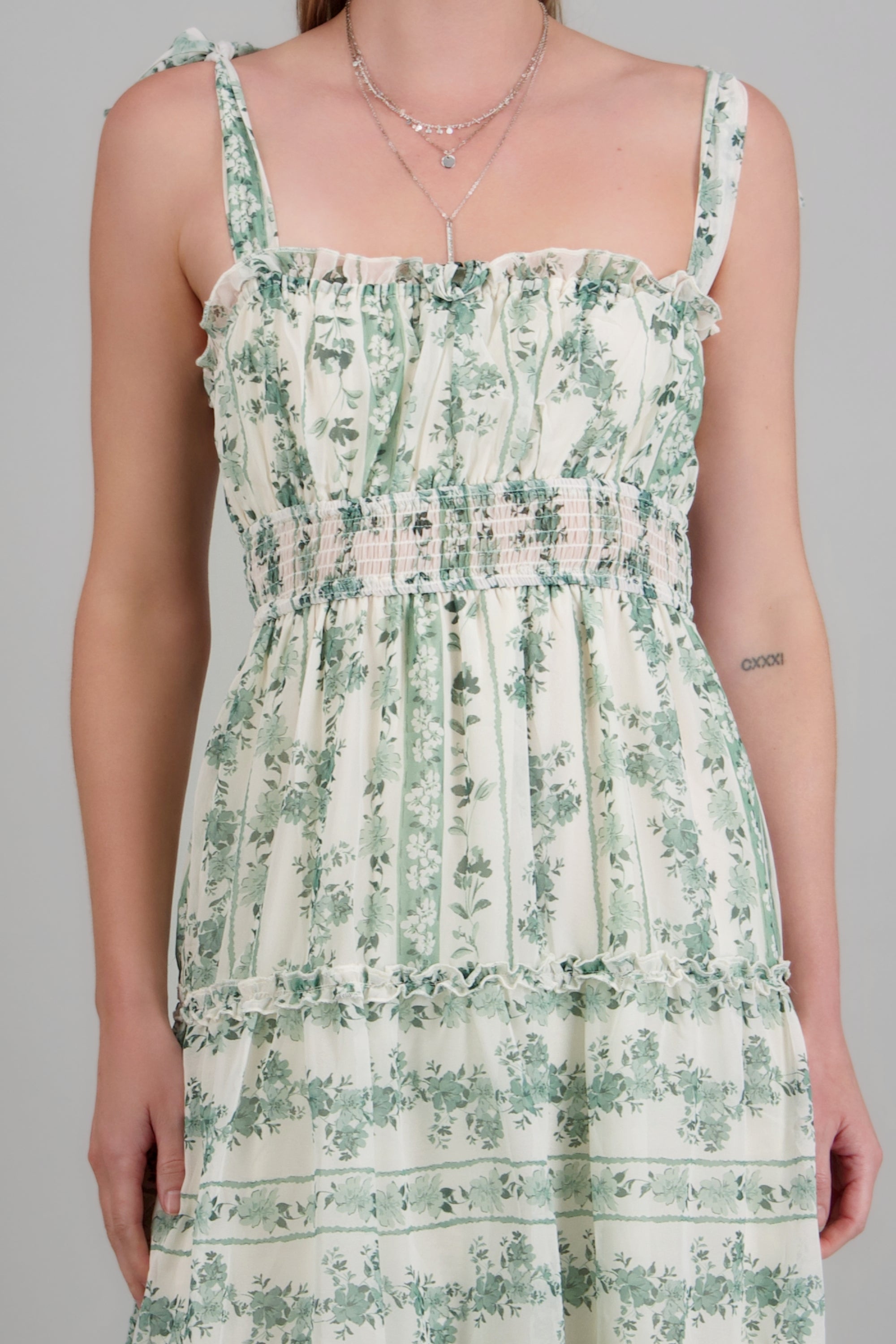 Vestido maxi estampado flores VERDE COMBO