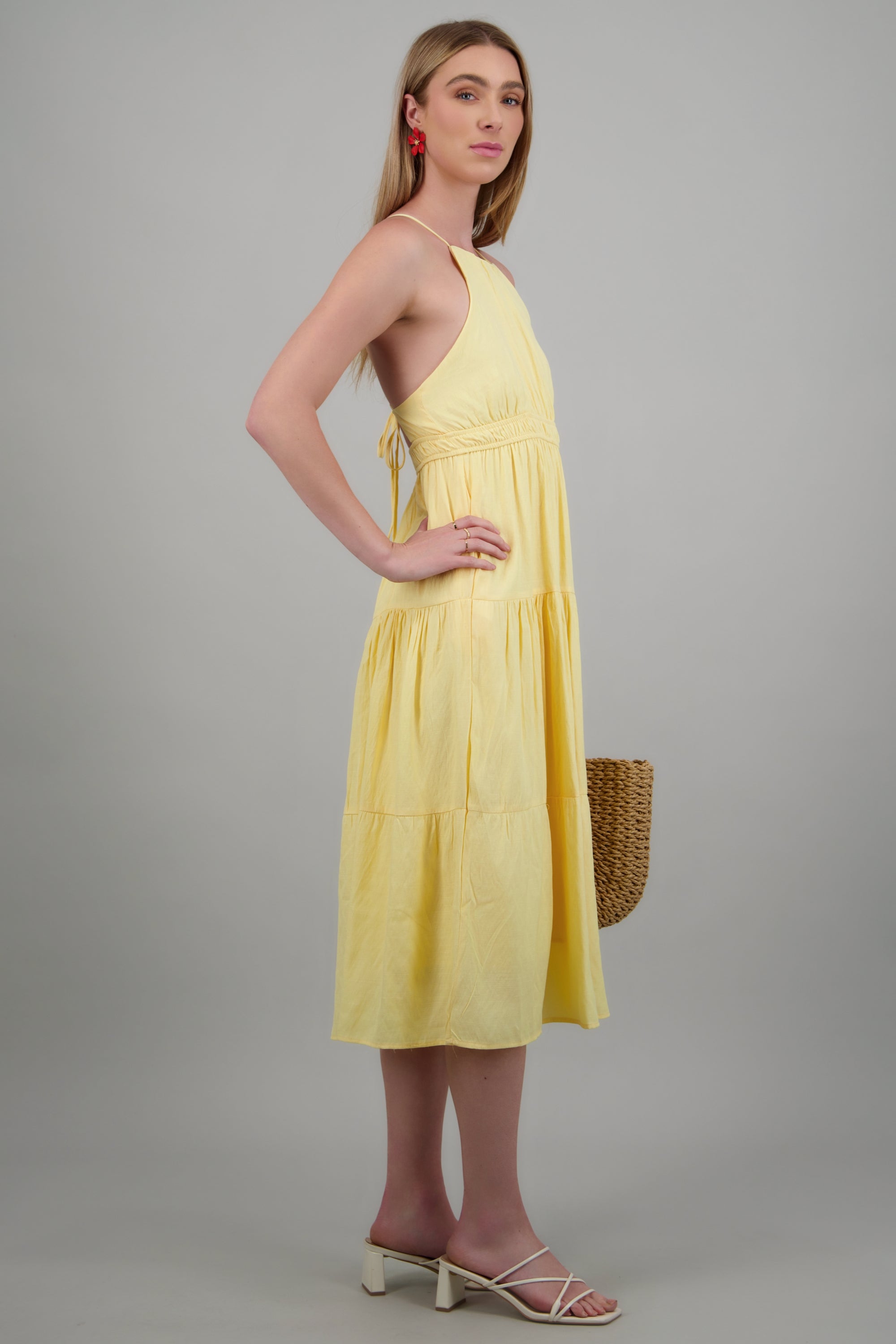 Vestido maxi liso AMARILLO PASTEL