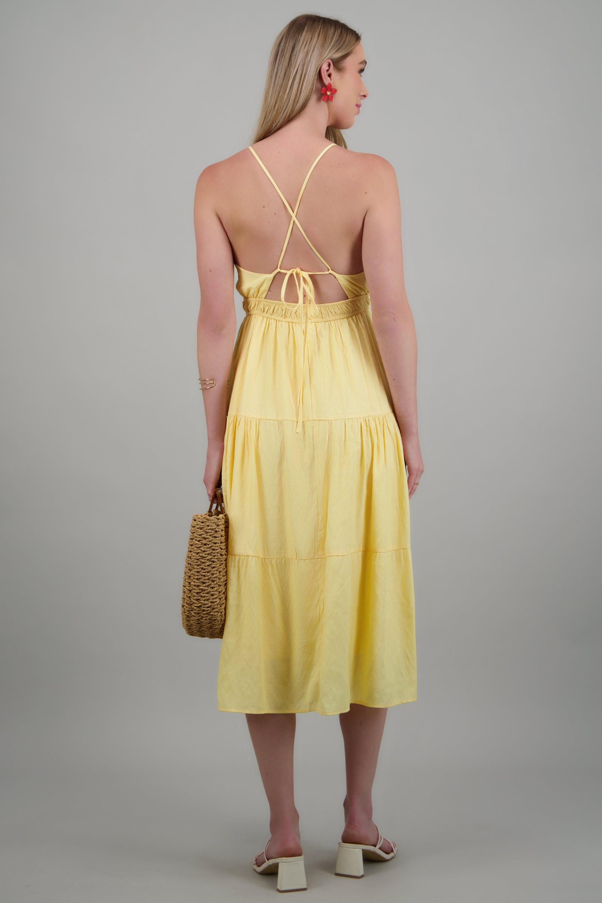 Vestido maxi liso AMARILLO PASTEL