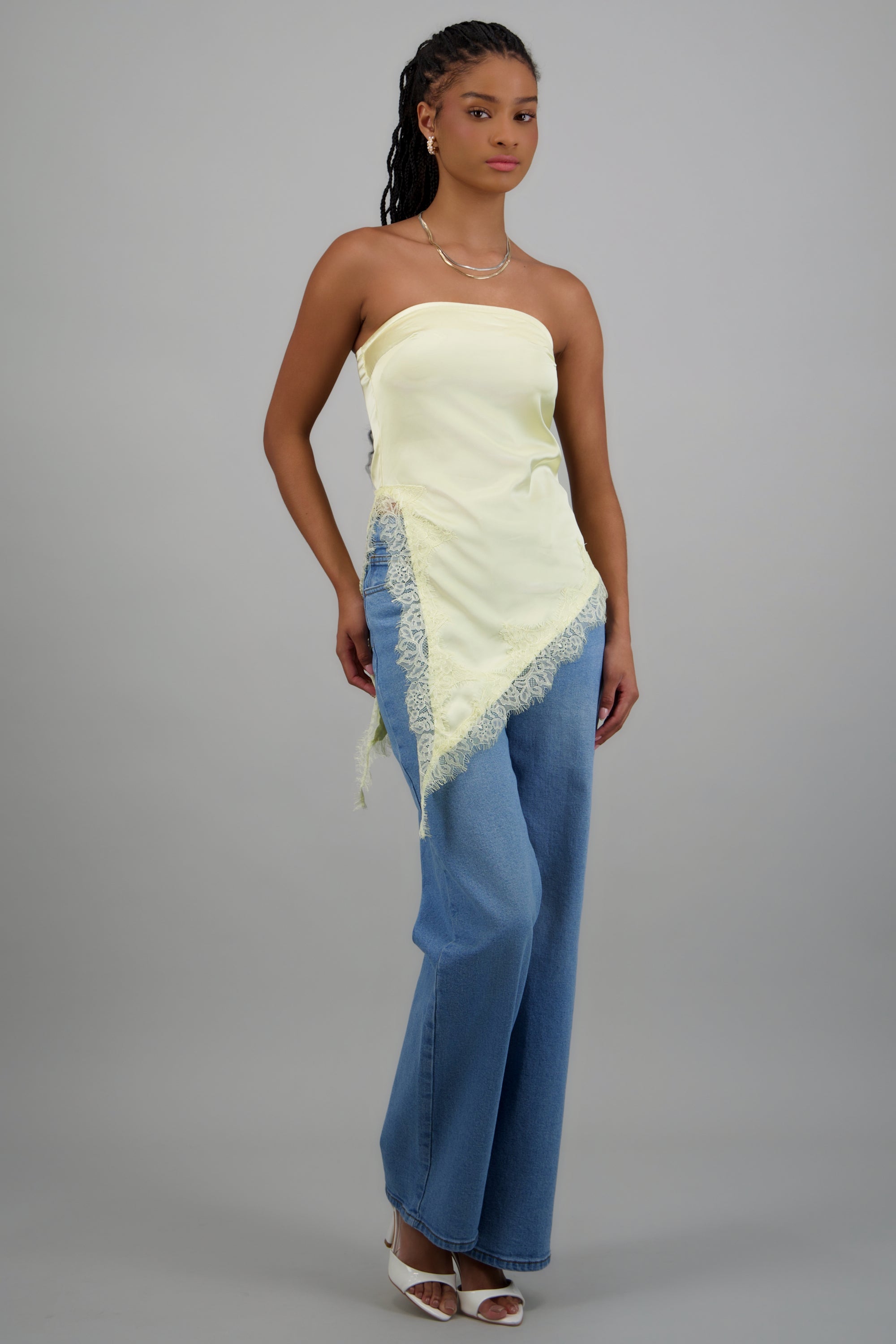 Blusa asimetrica lisa AMARILLO PASTEL