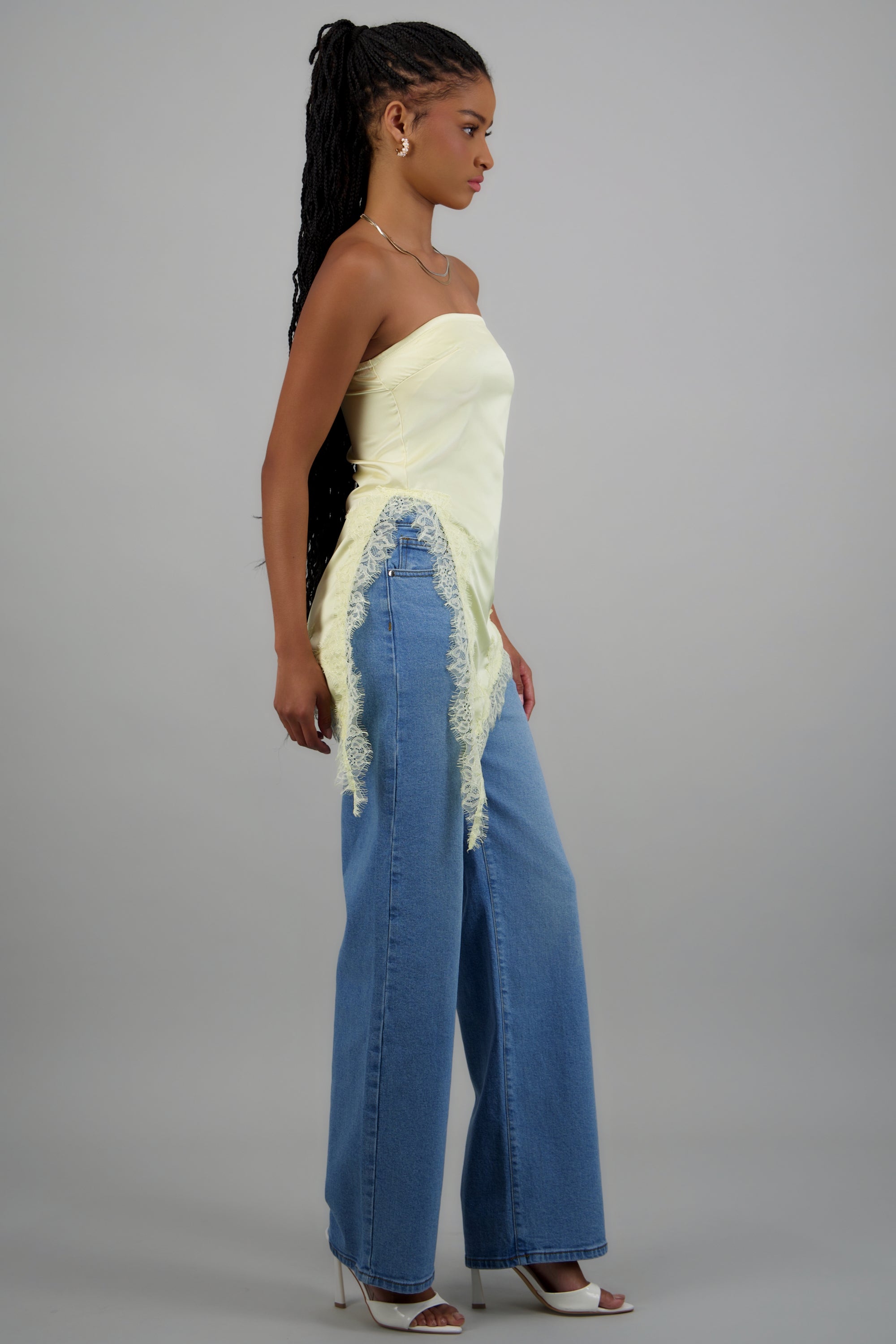 Blusa asimetrica lisa AMARILLO PASTEL