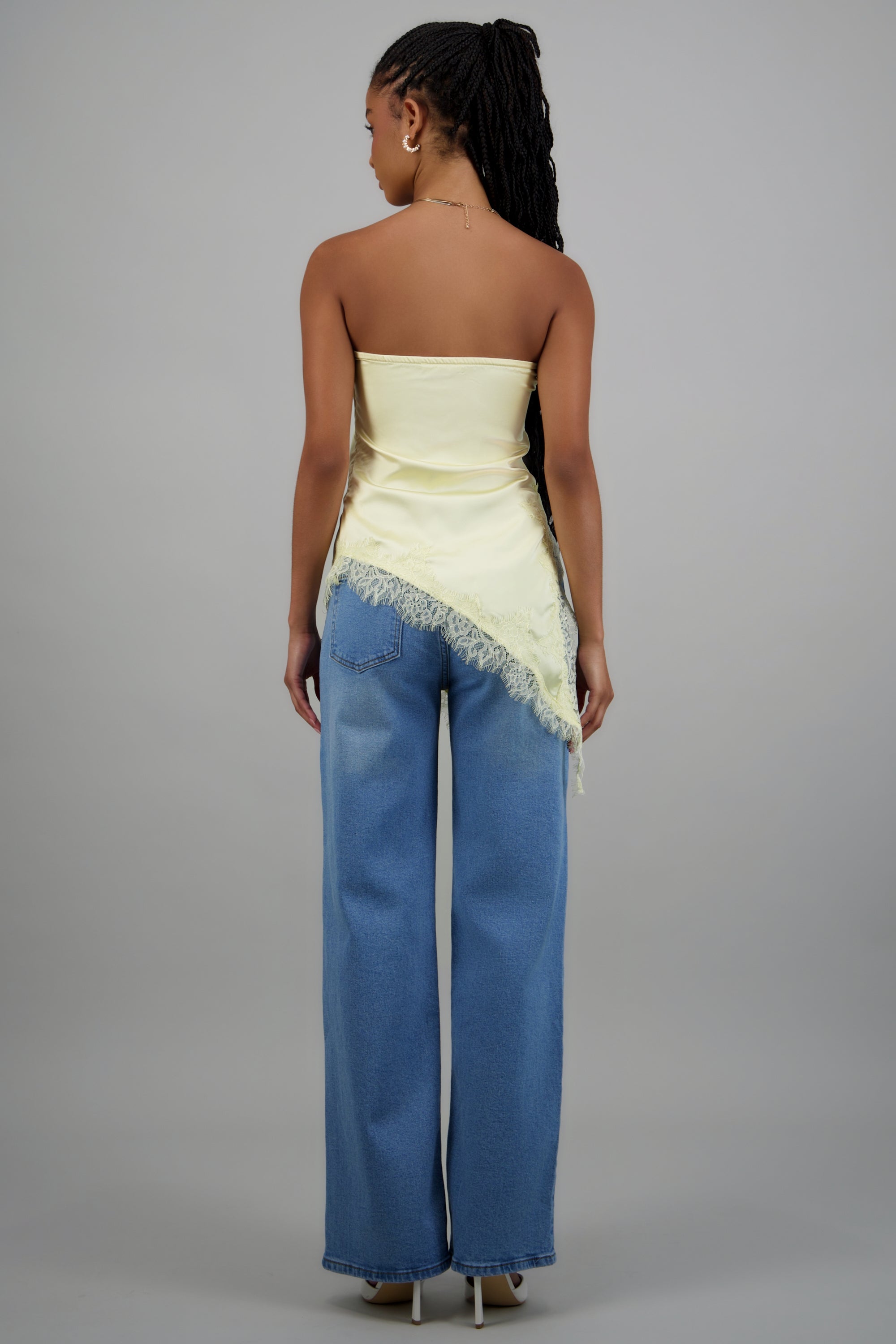 Blusa asimetrica lisa AMARILLO PASTEL