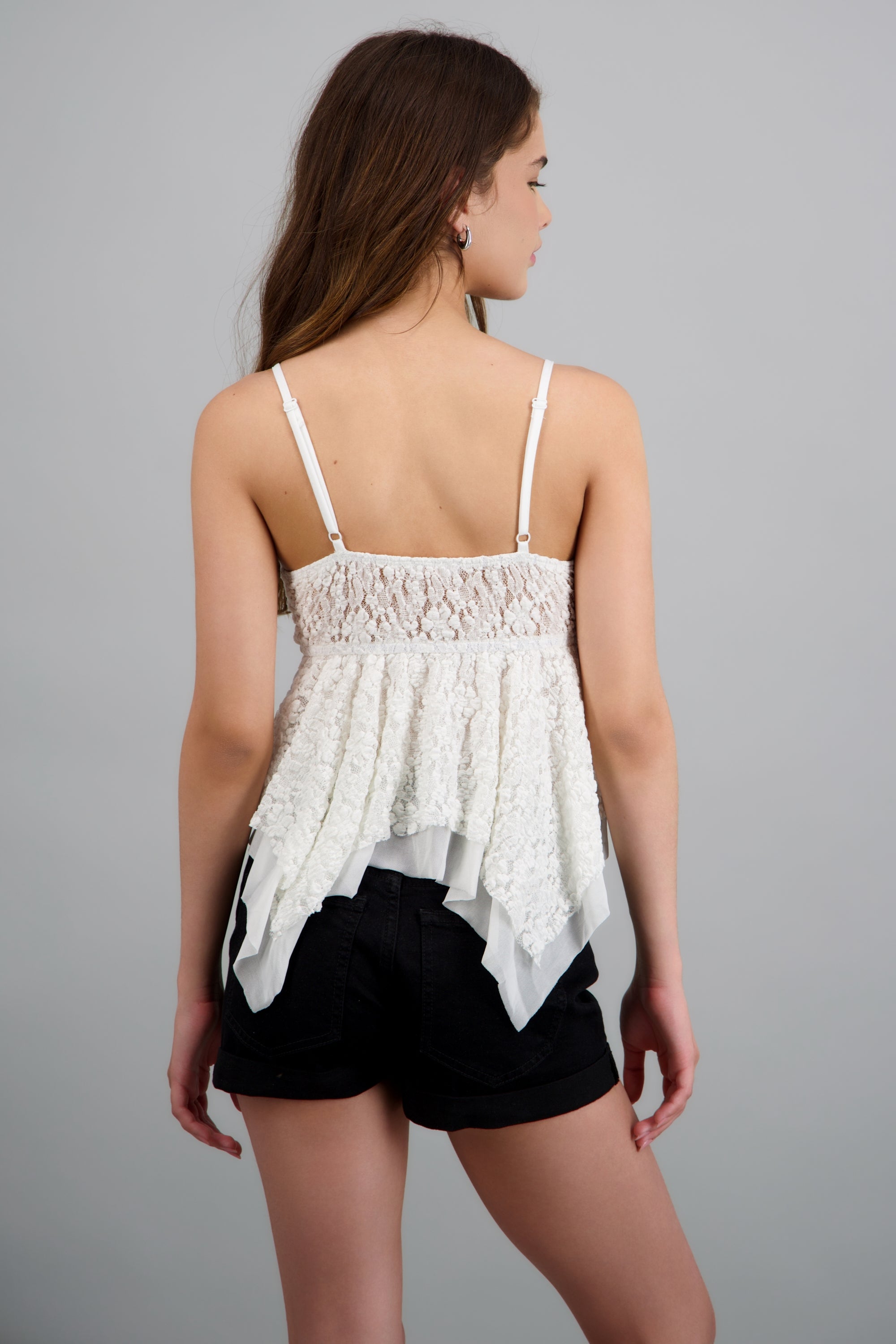 Top encaje tirantes textura CREMA