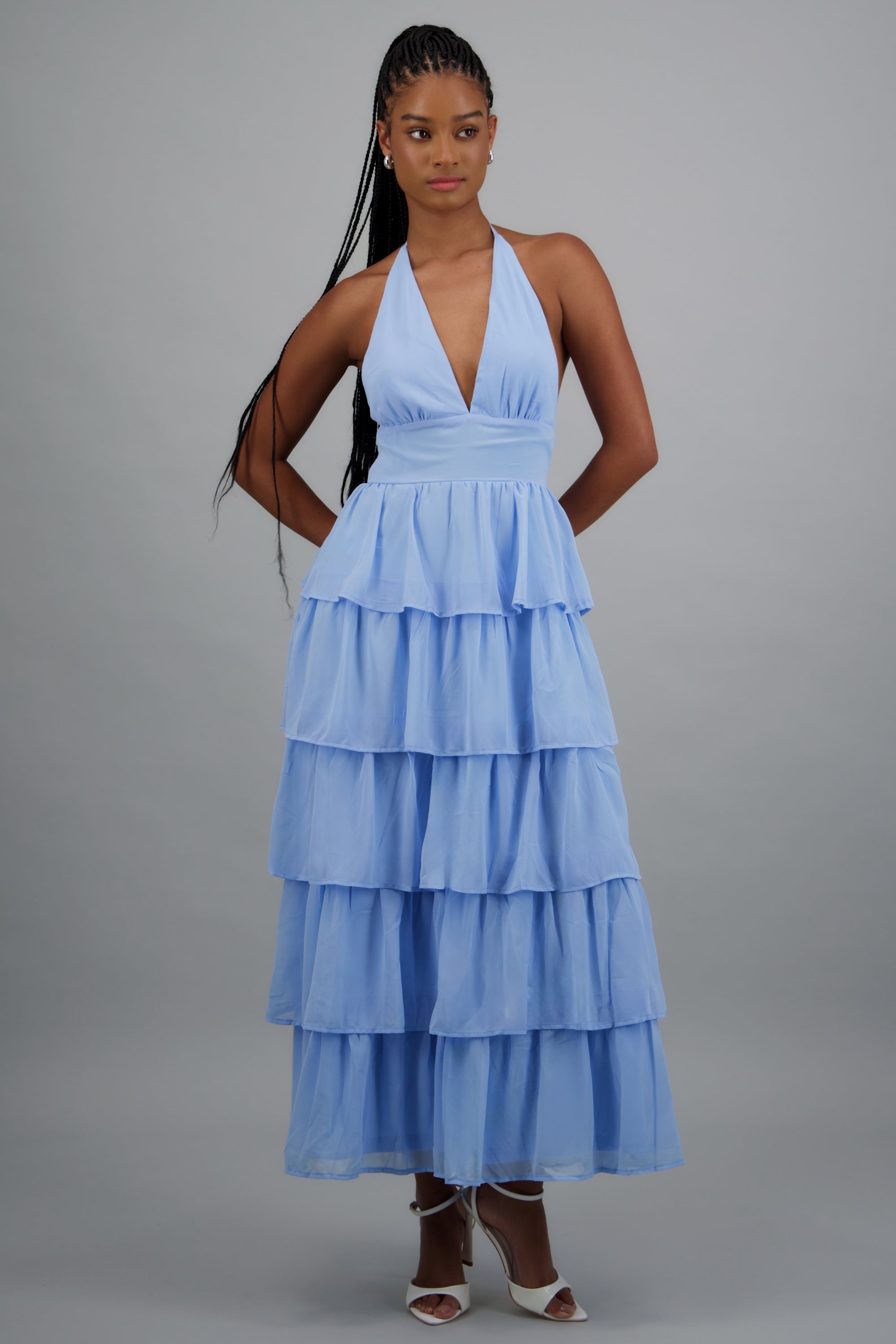 Vestido maxi olanes AZUL CIELO