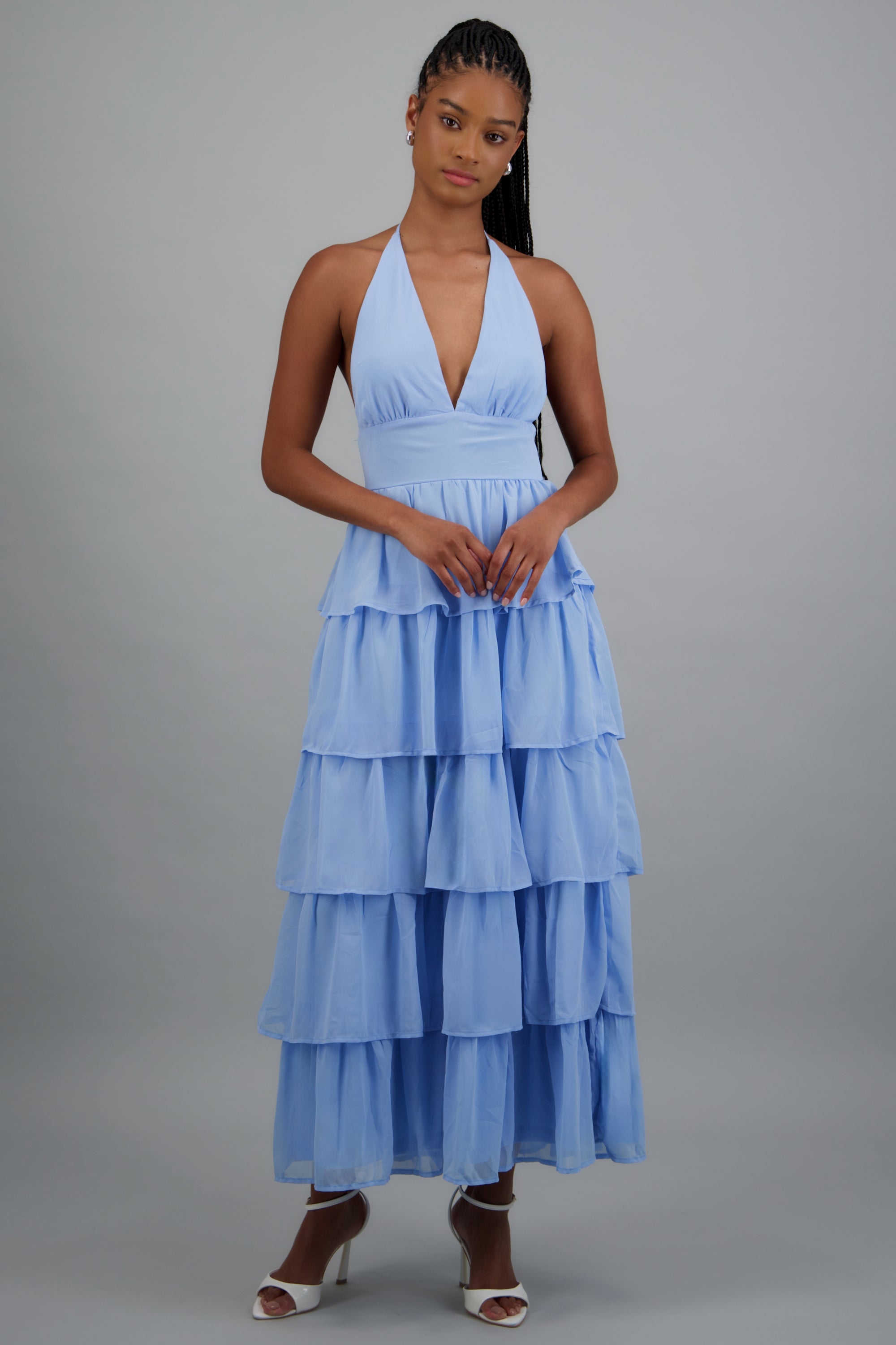 Vestido maxi olanes AZUL CIELO