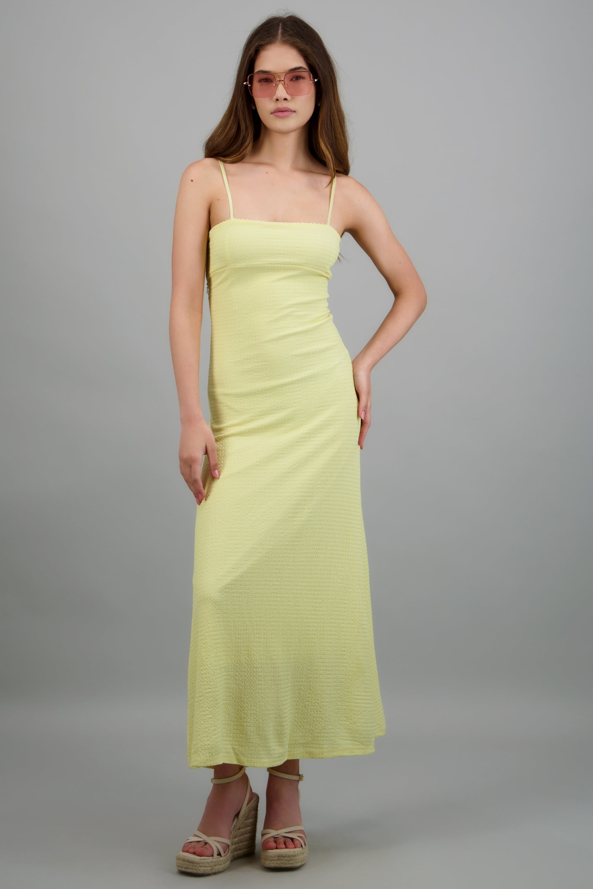 Vestido textura liso AMARILLO