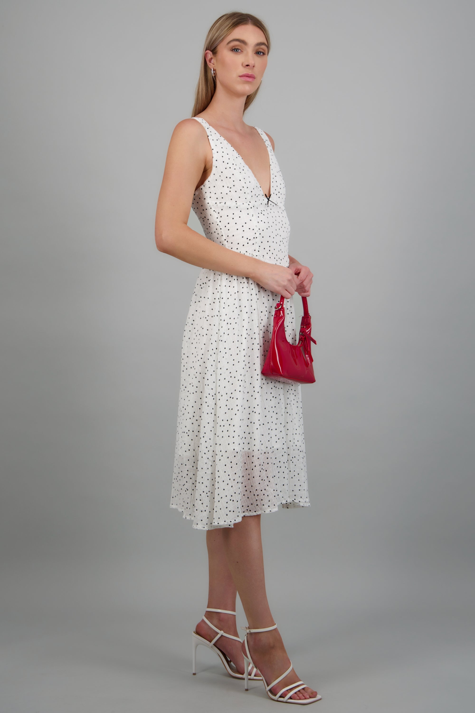 Vestido mini polkas BLANCO COMBO