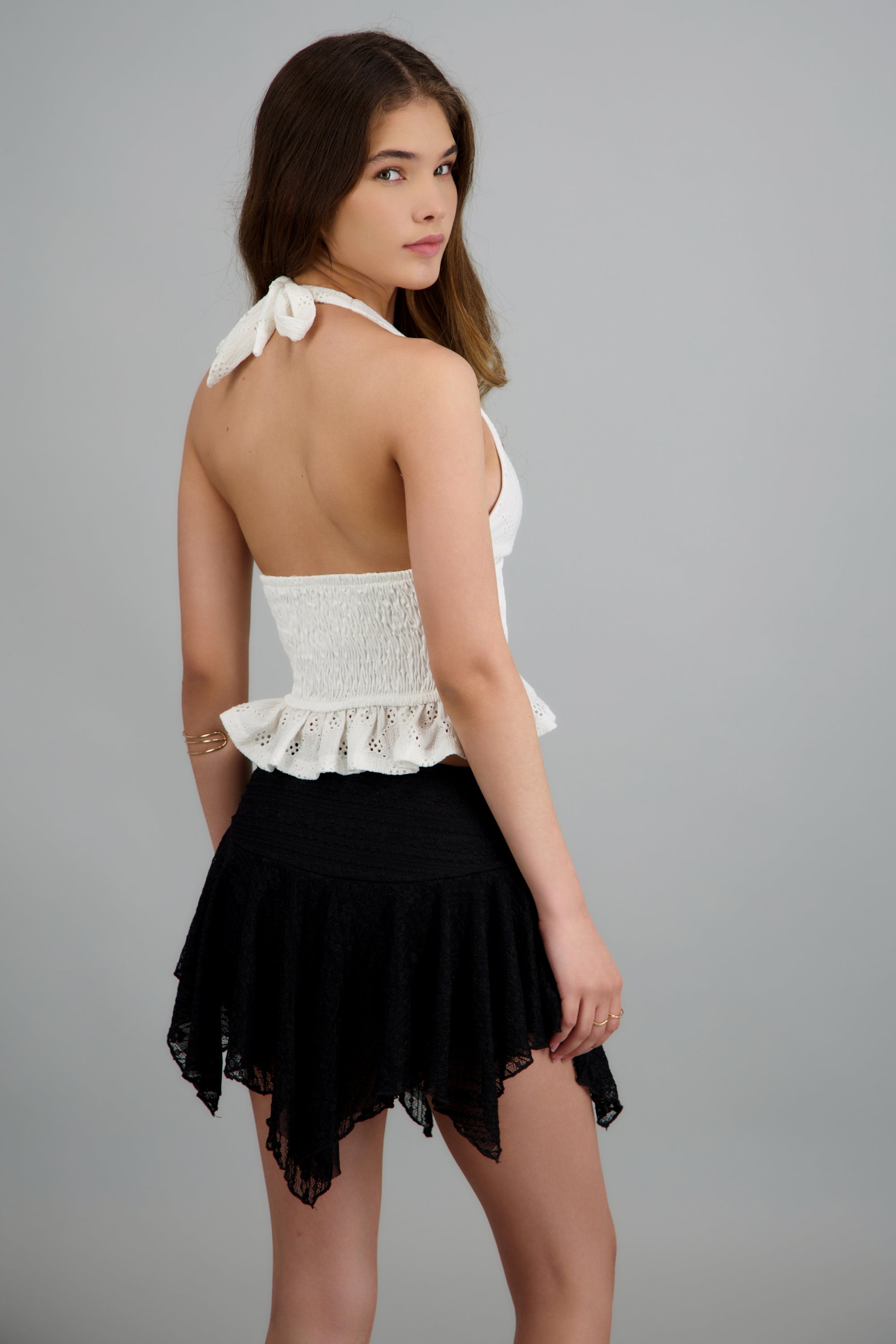 Top halter detalle olanes BLANCO