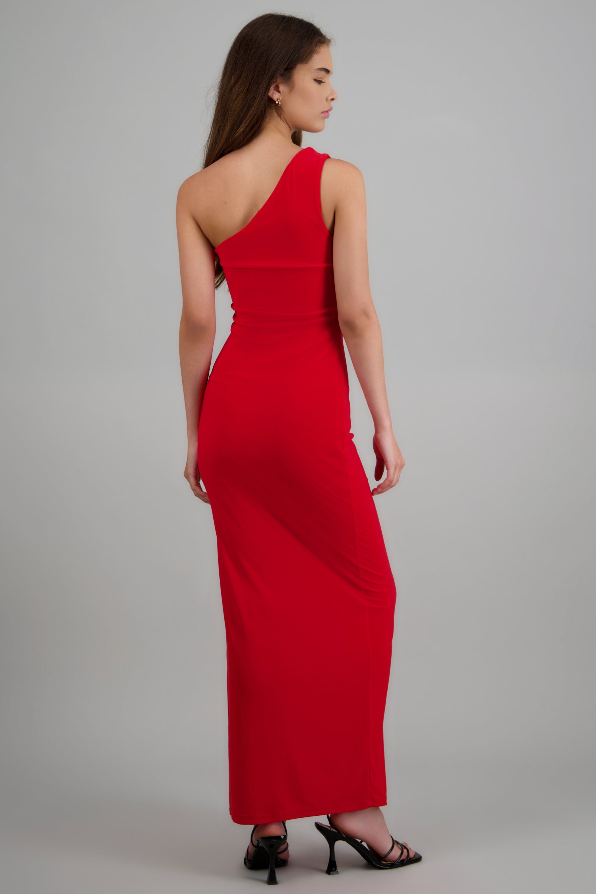 Vestido maxi off shoulder detalle herraje ROJO
