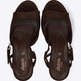 Tacon mega plataforma peep toe suede