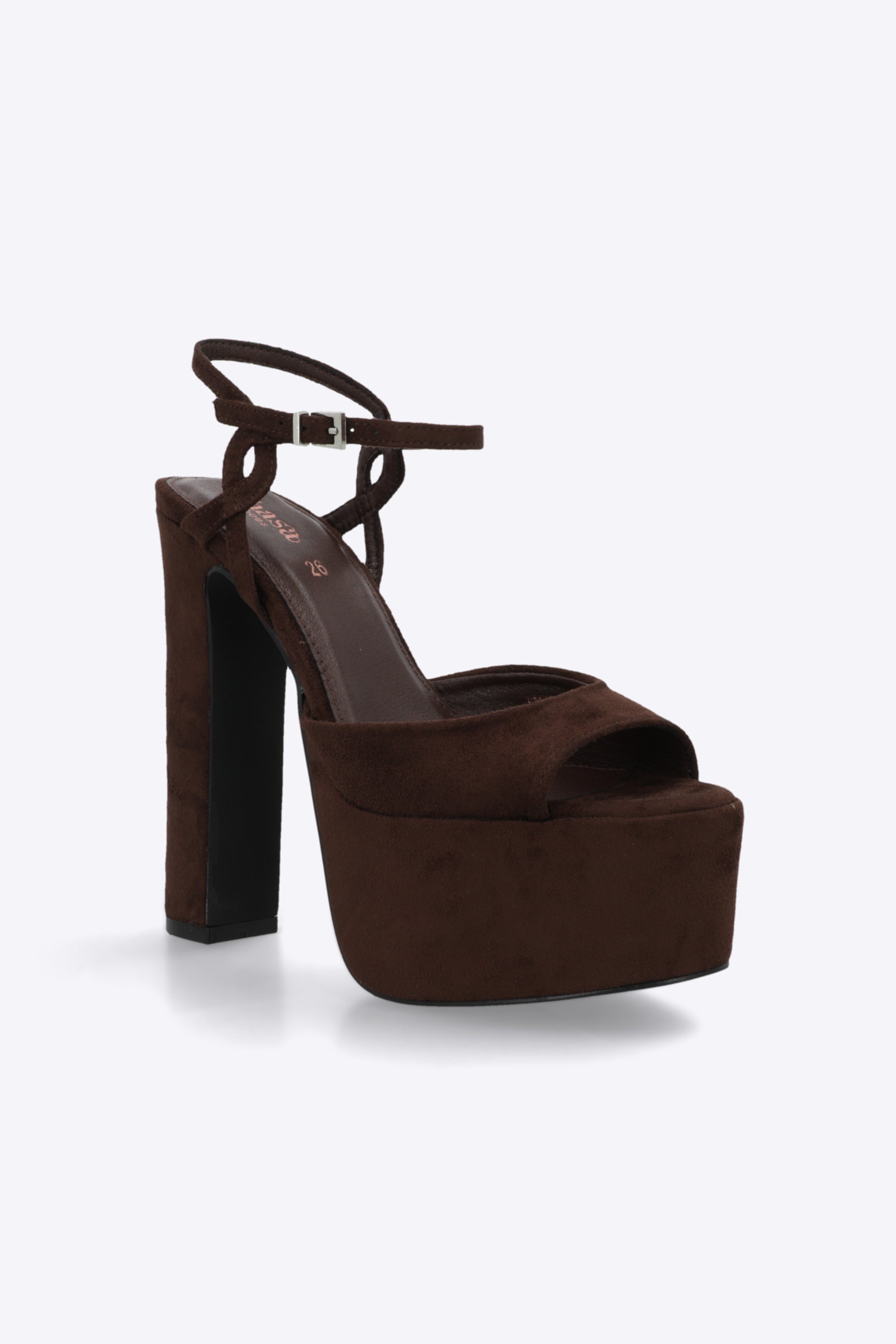 Tacon mega plataforma peep toe suede
