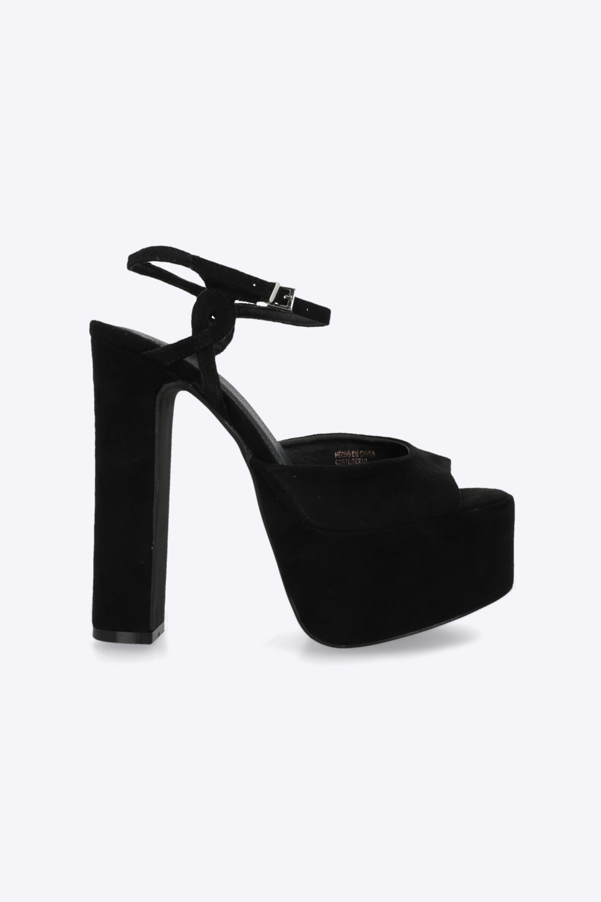 Tacon mega plataforma peep toe suede