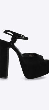 Tacon mega plataforma peep toe suede