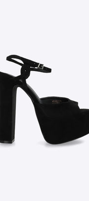 Tacon mega plataforma peep toe suede