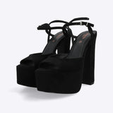 Tacon mega plataforma peep toe suede
