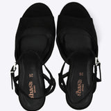 Tacon mega plataforma peep toe suede