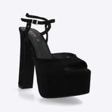 Tacon mega plataforma peep toe suede