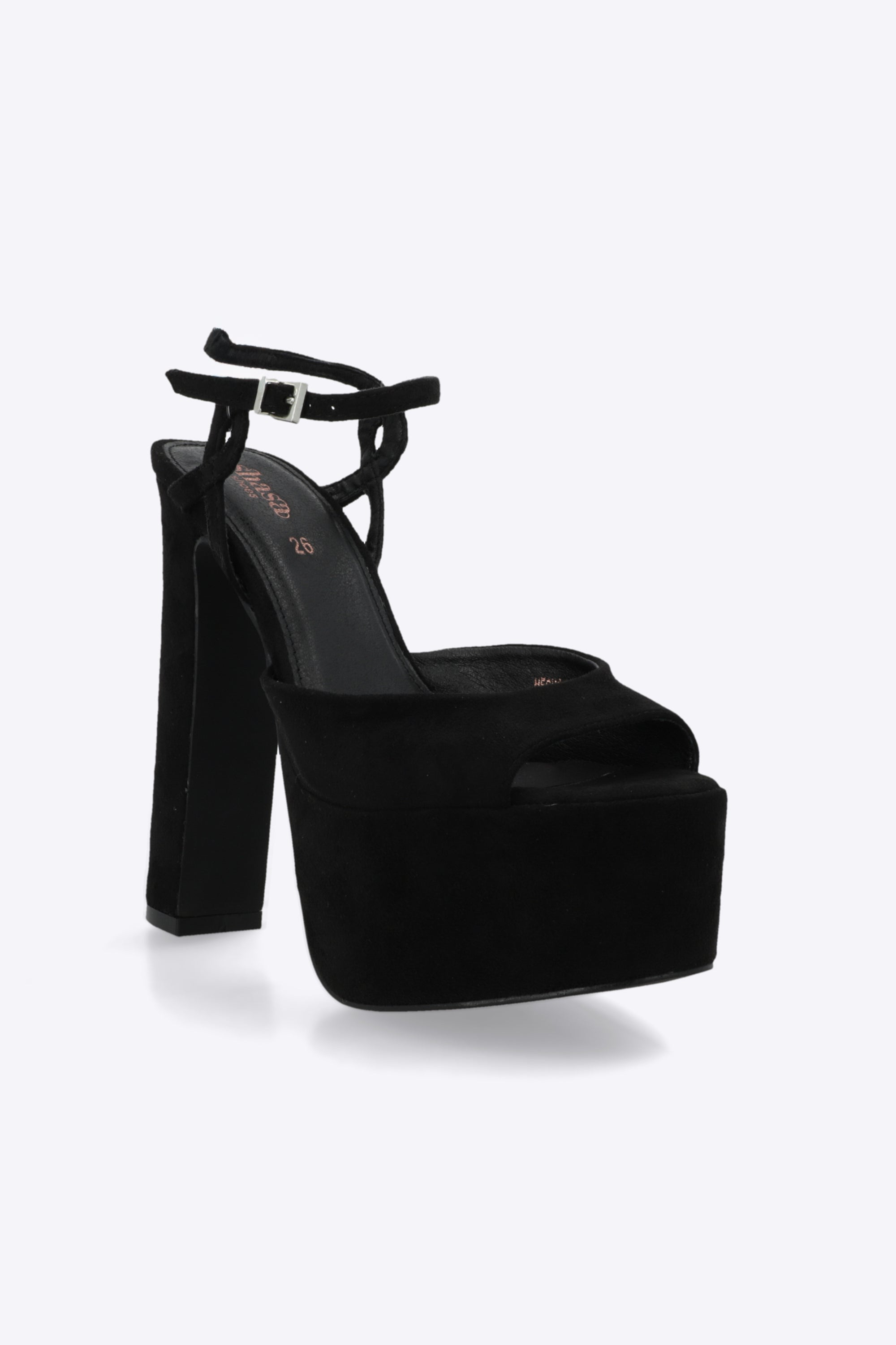 Tacon mega plataforma peep toe suede
