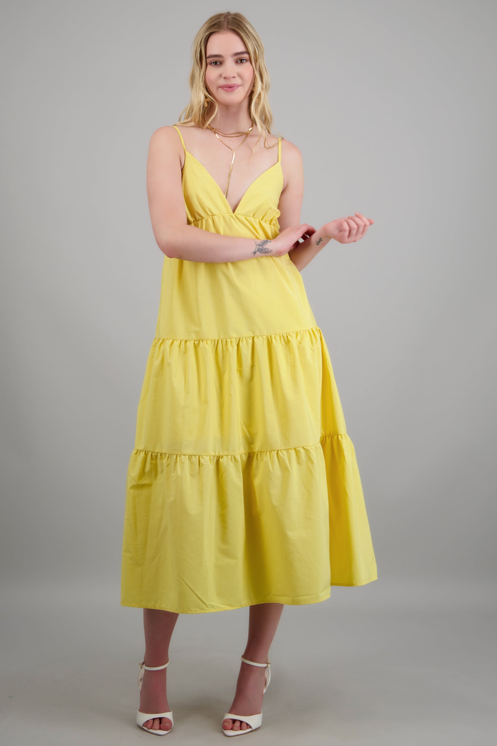 Vestido maxi tirantes AMARILLO