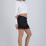 Shorts de satin con encaje