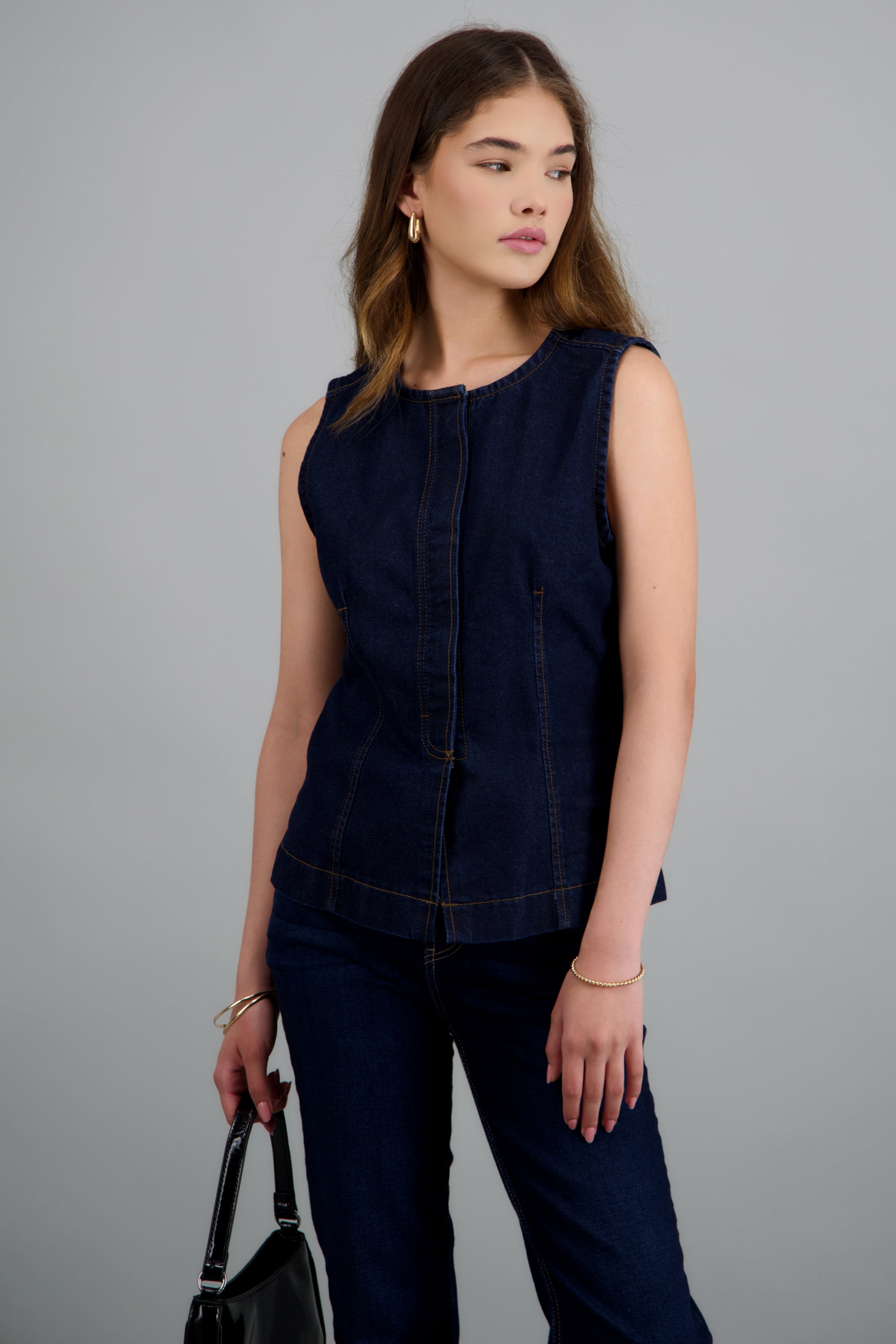 Top denim botones MEDIUM WASH