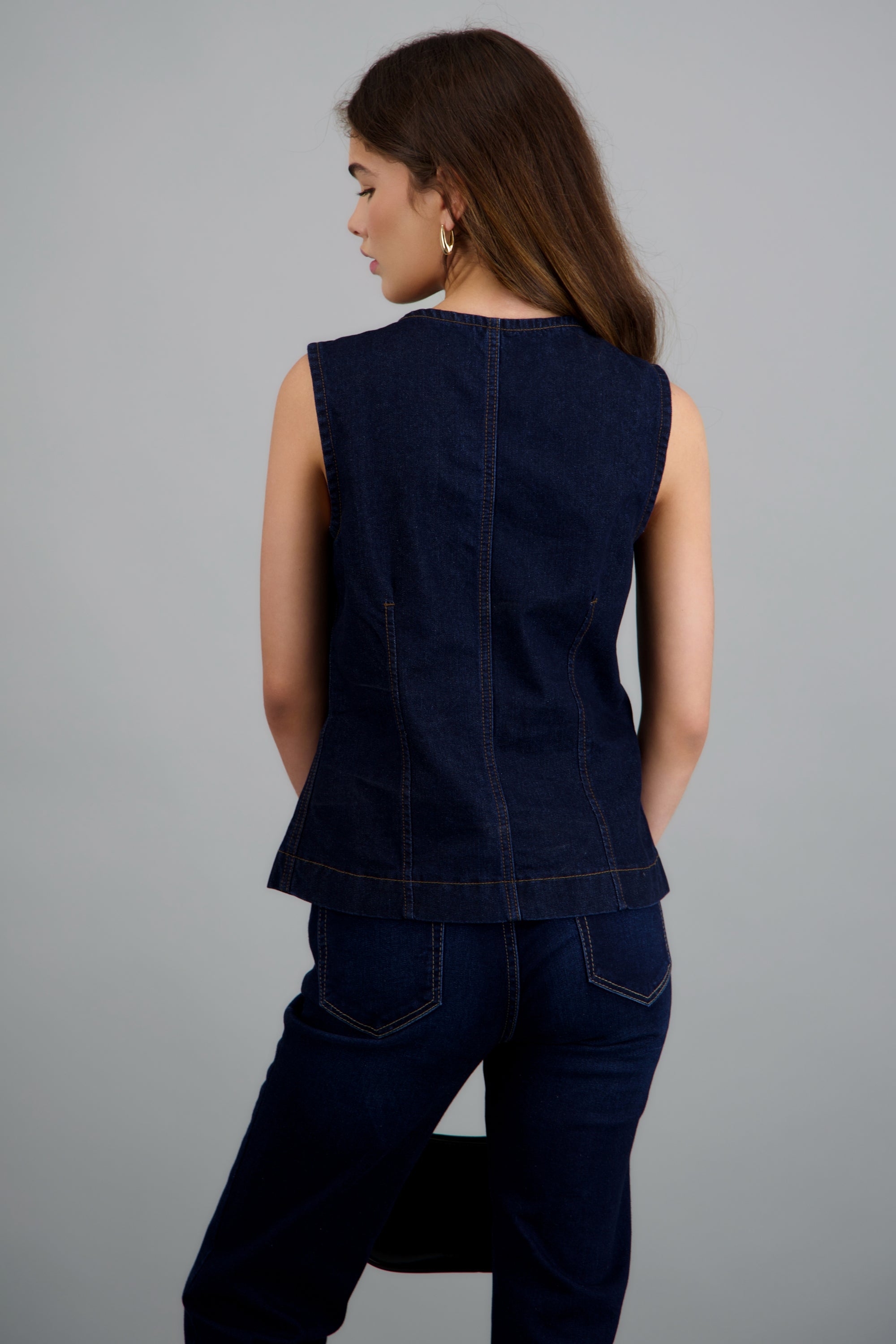 Top denim botones MEDIUM WASH