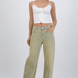 Jeans straight con brillos