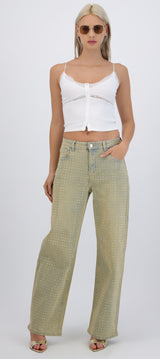 Jeans straight con brillos