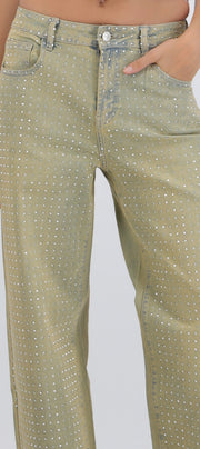 Jeans straight con brillos