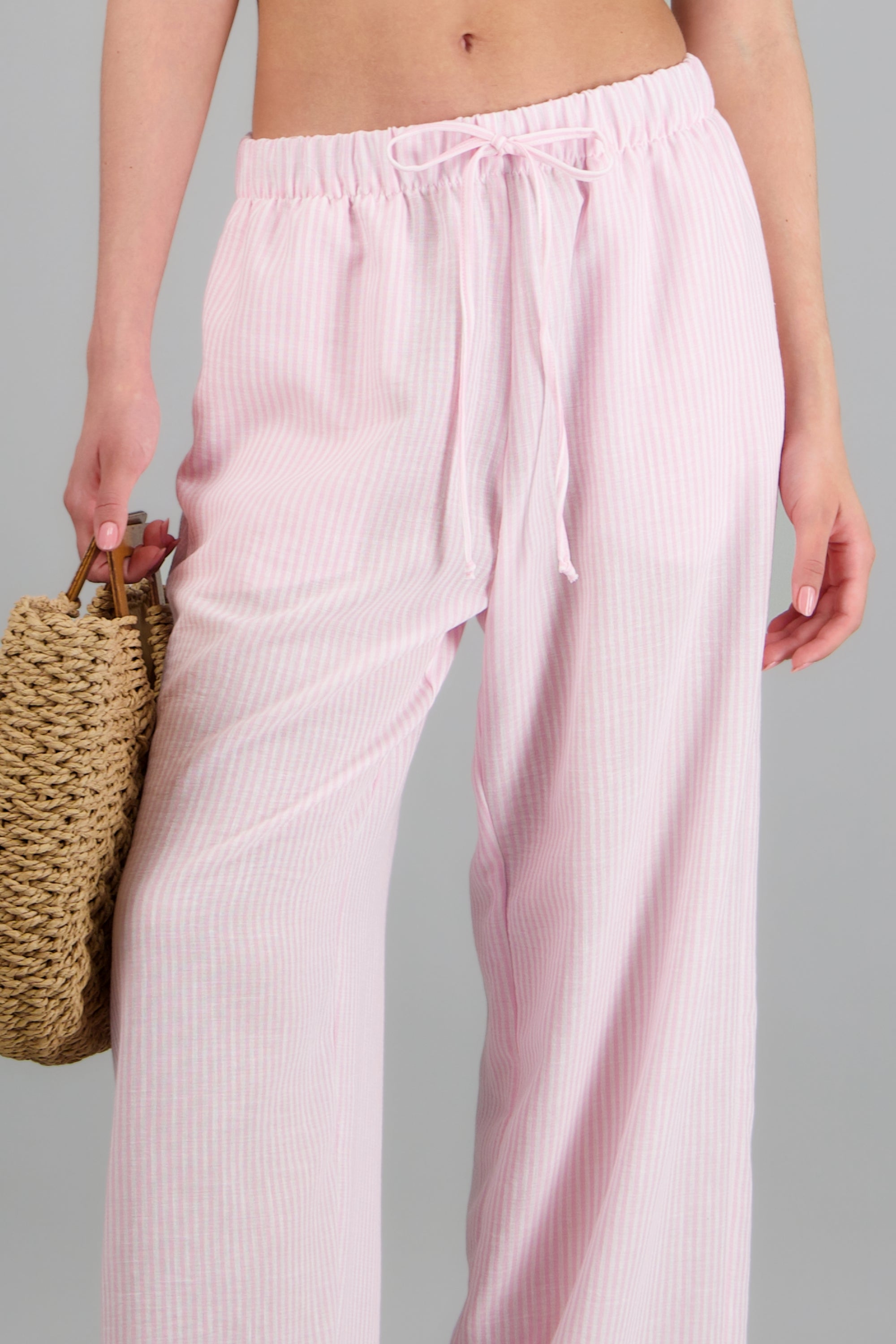 Pantalon wide leg detalle pretina elastica ROSA COMBO