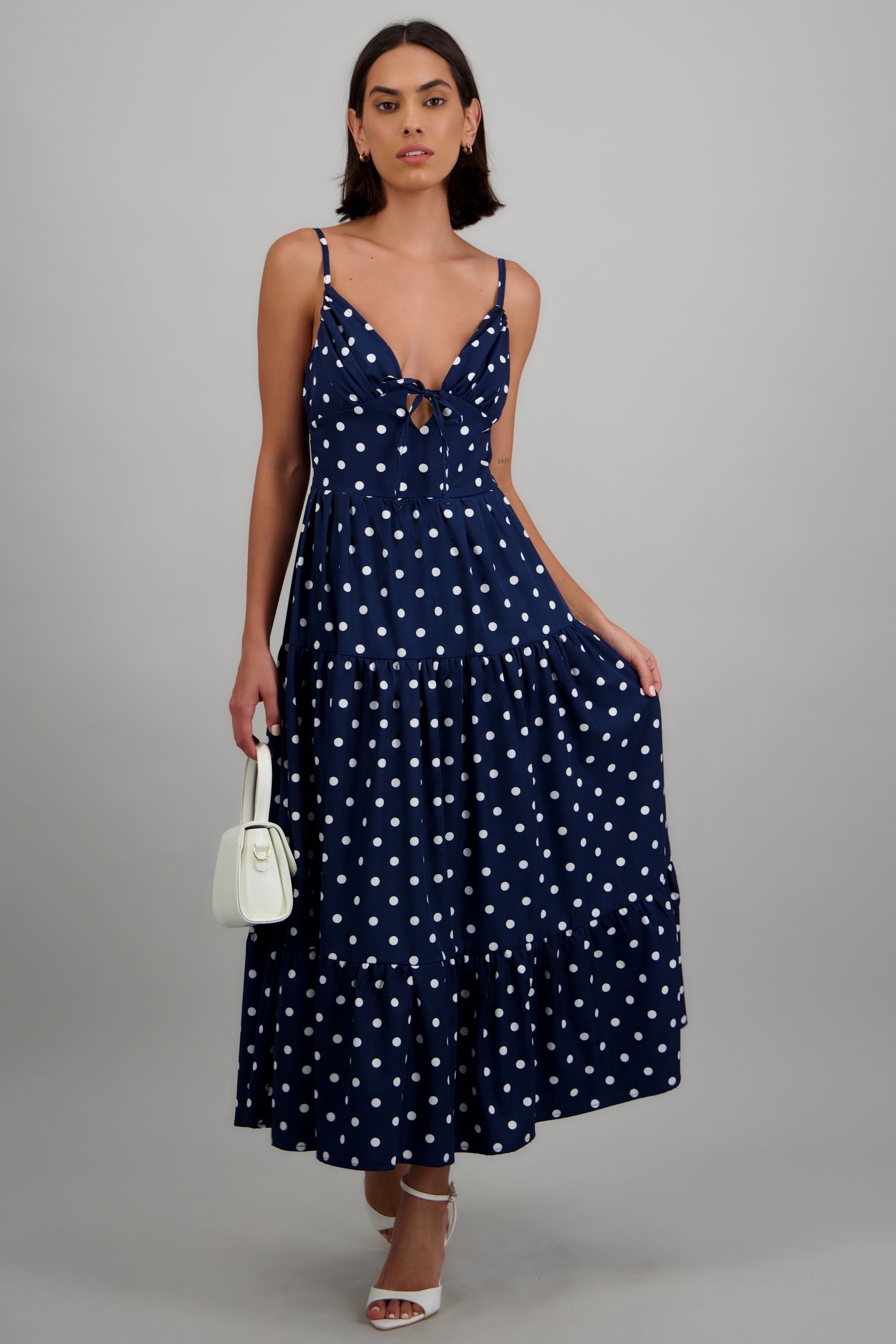 Vestido maxi polkas contraste MARINO COMBO