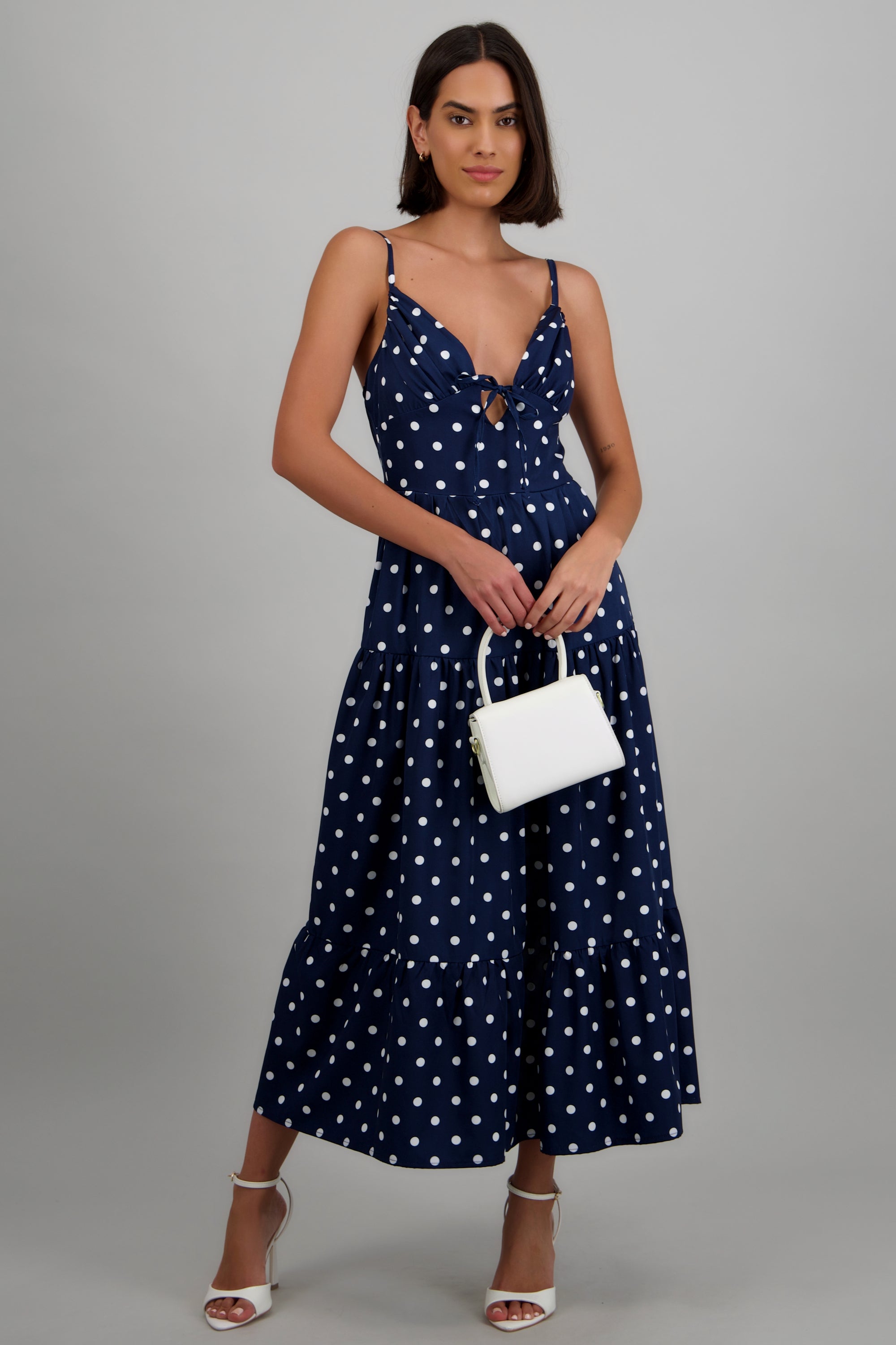 Vestido maxi polkas contraste MARINO COMBO