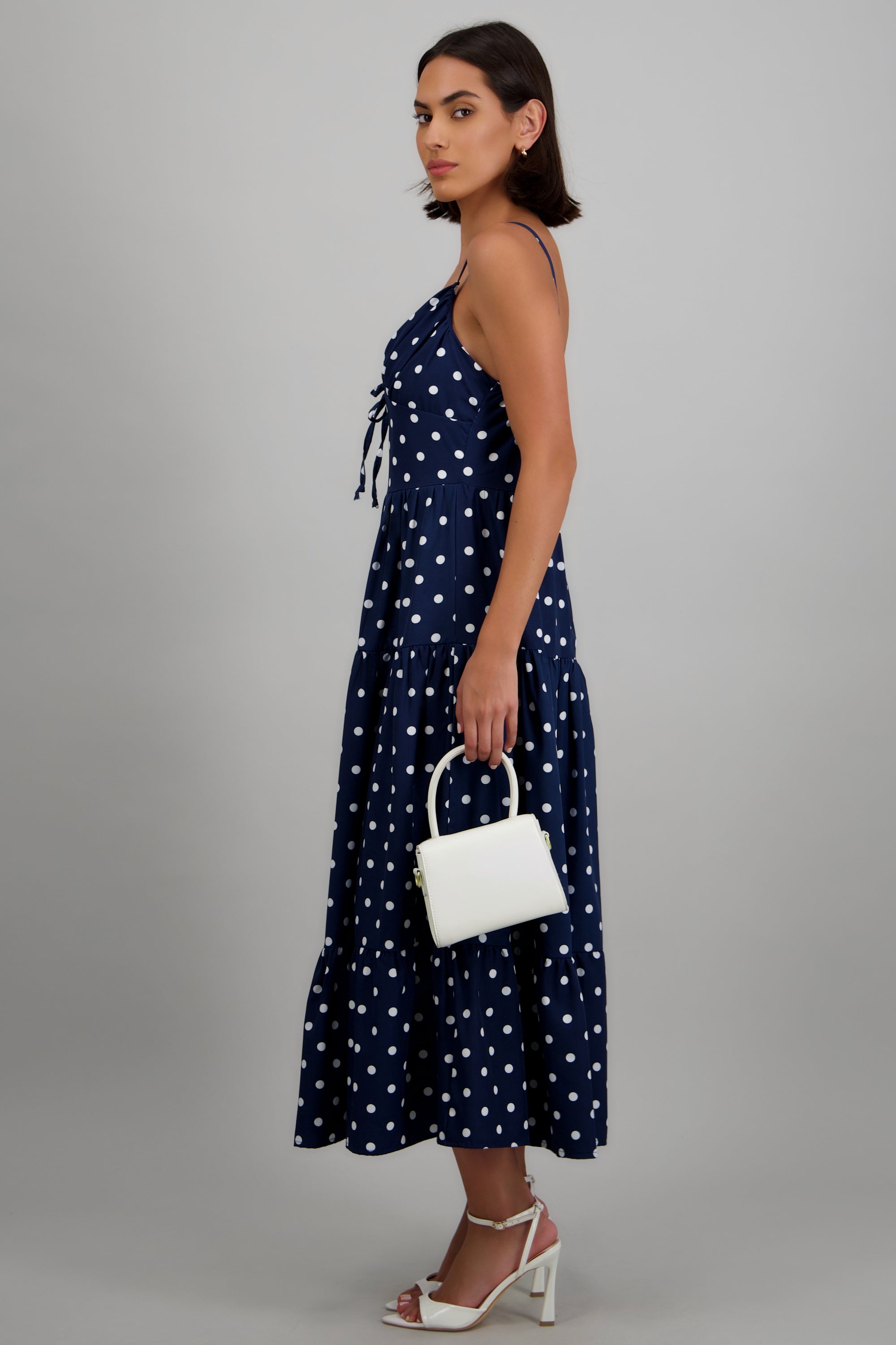 Vestido maxi polkas contraste MARINO COMBO