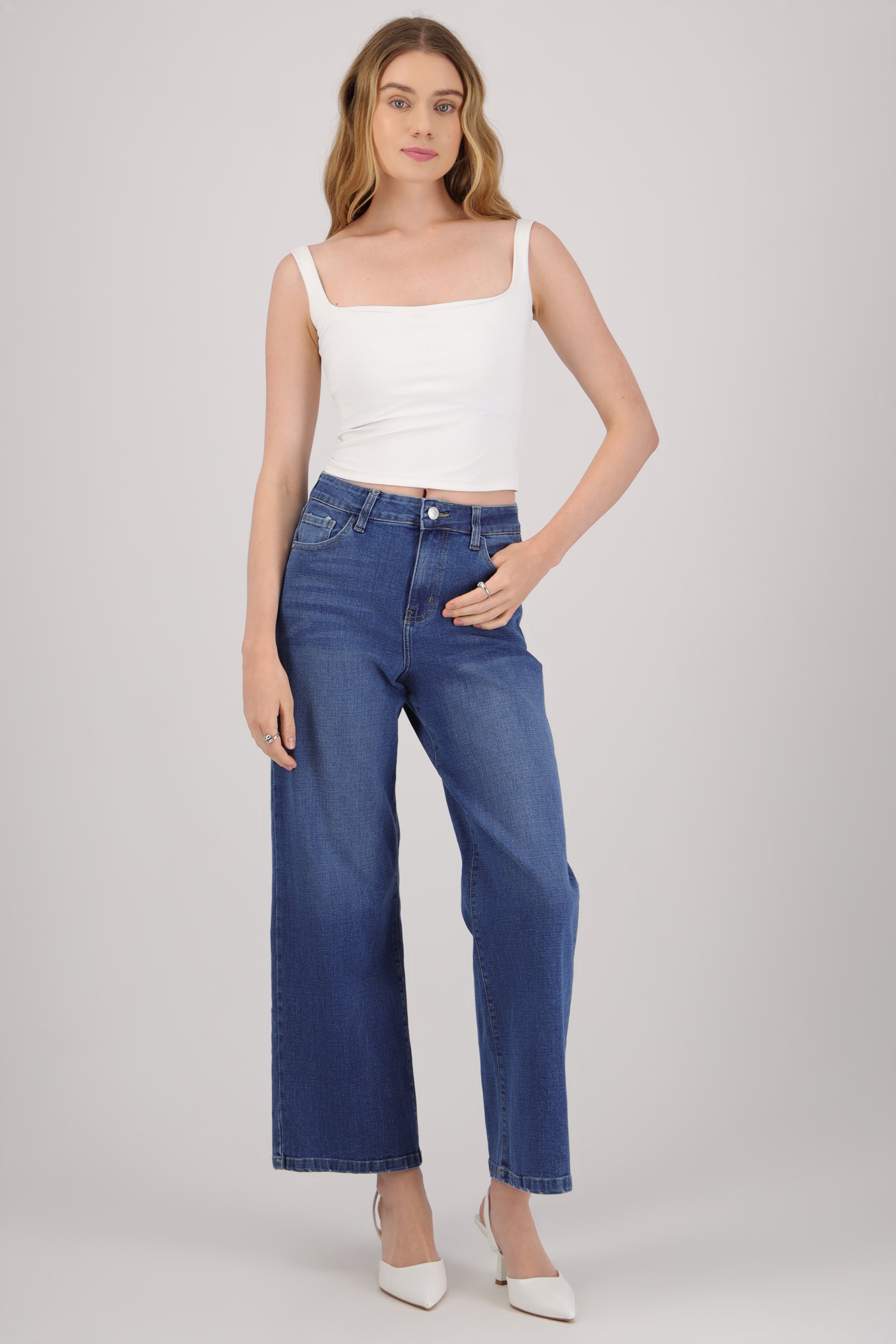 Jeans wide leg cropped LIGHT WASH