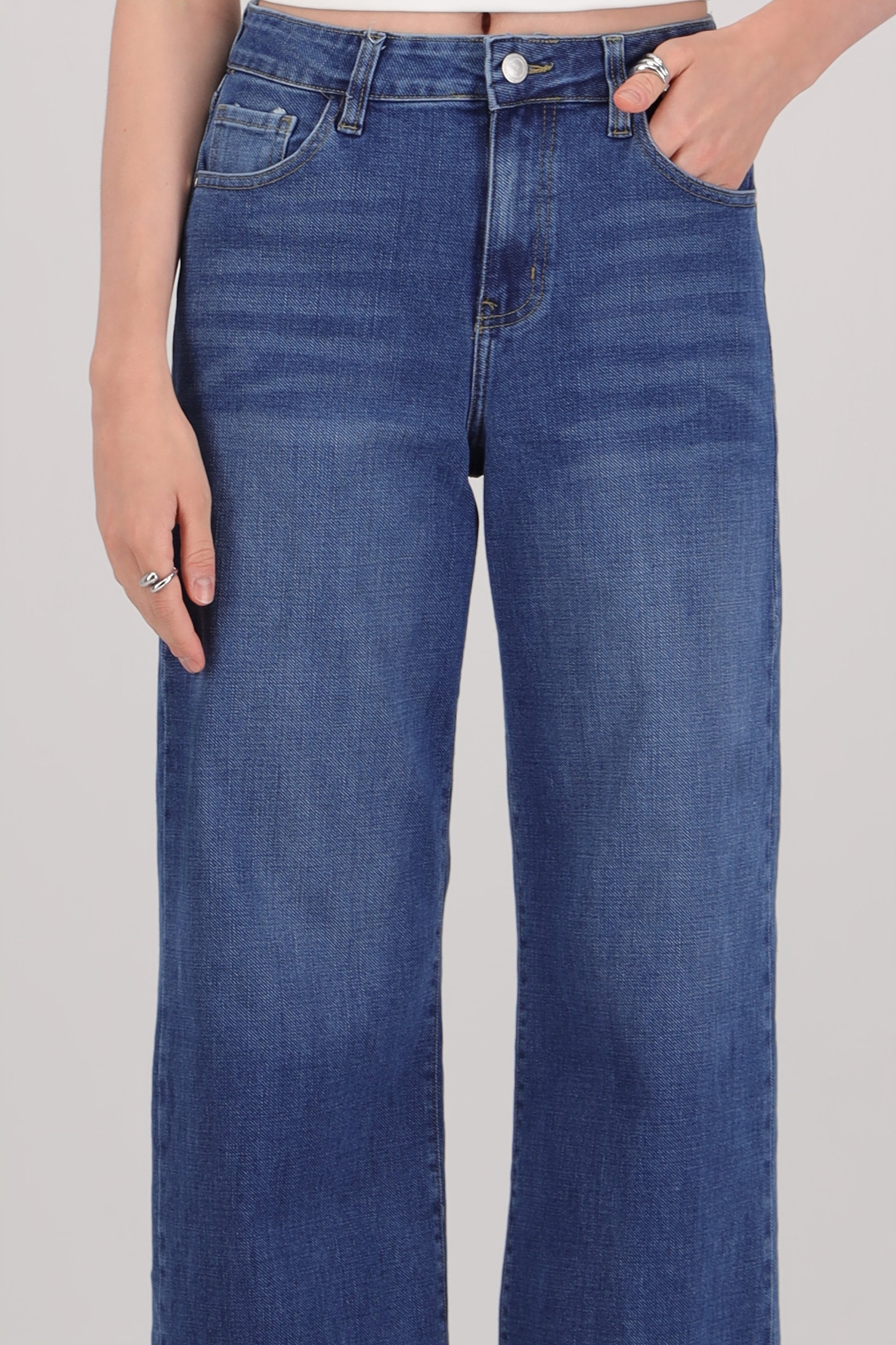 Jeans wide leg cropped LIGHT WASH