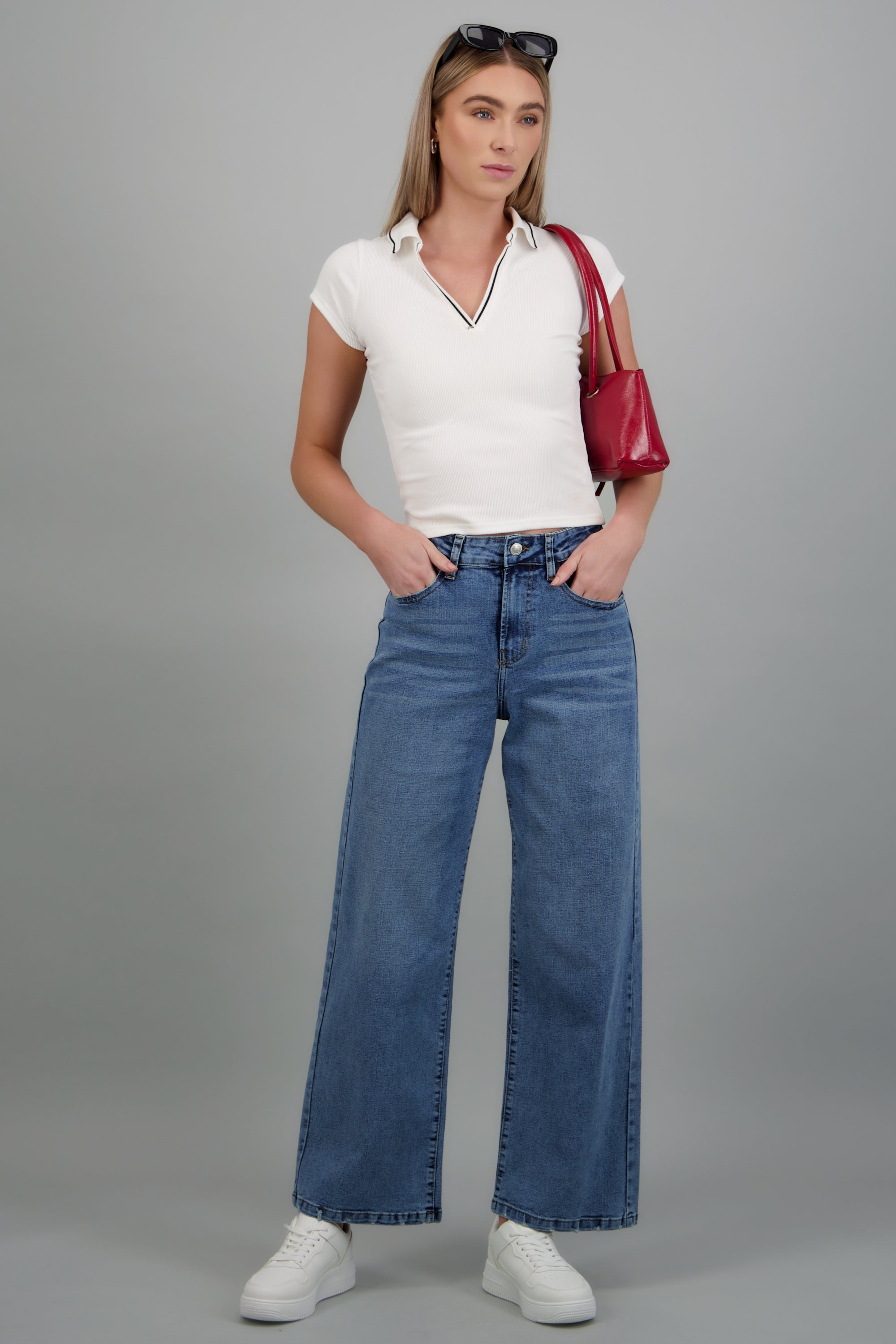 Jeans wide leg cropped MEDIUM WASH