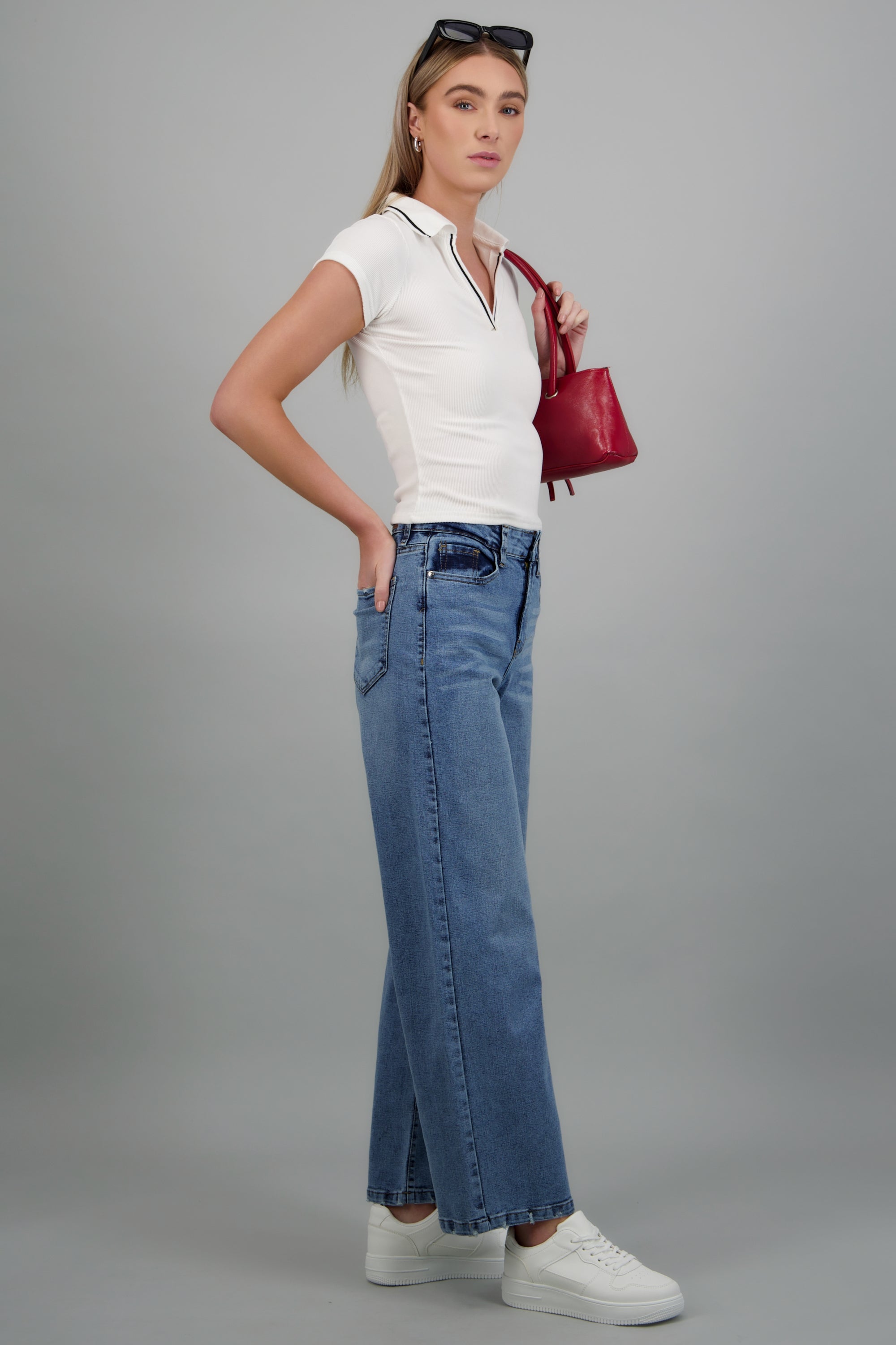 Jeans wide leg cropped MEDIUM WASH