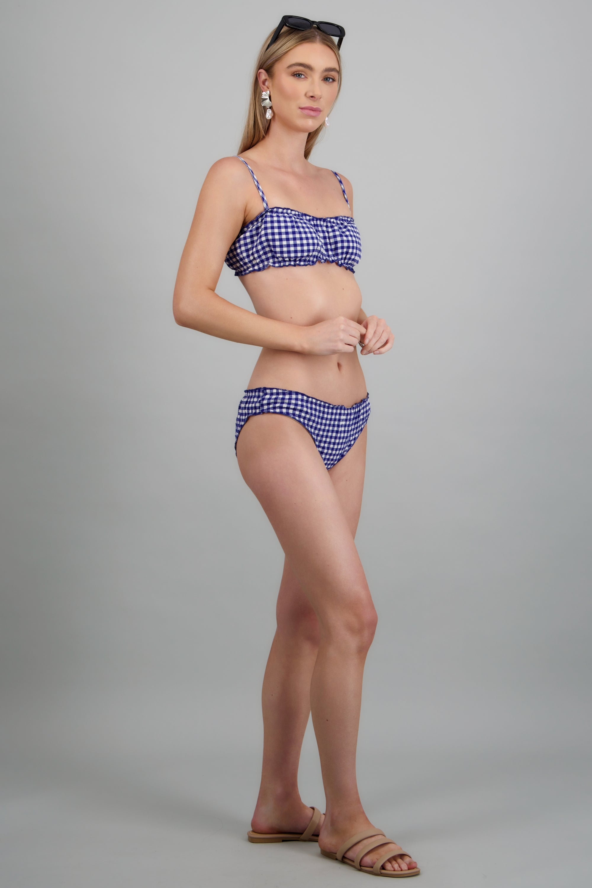 Bikini estampado cuadros AZUL