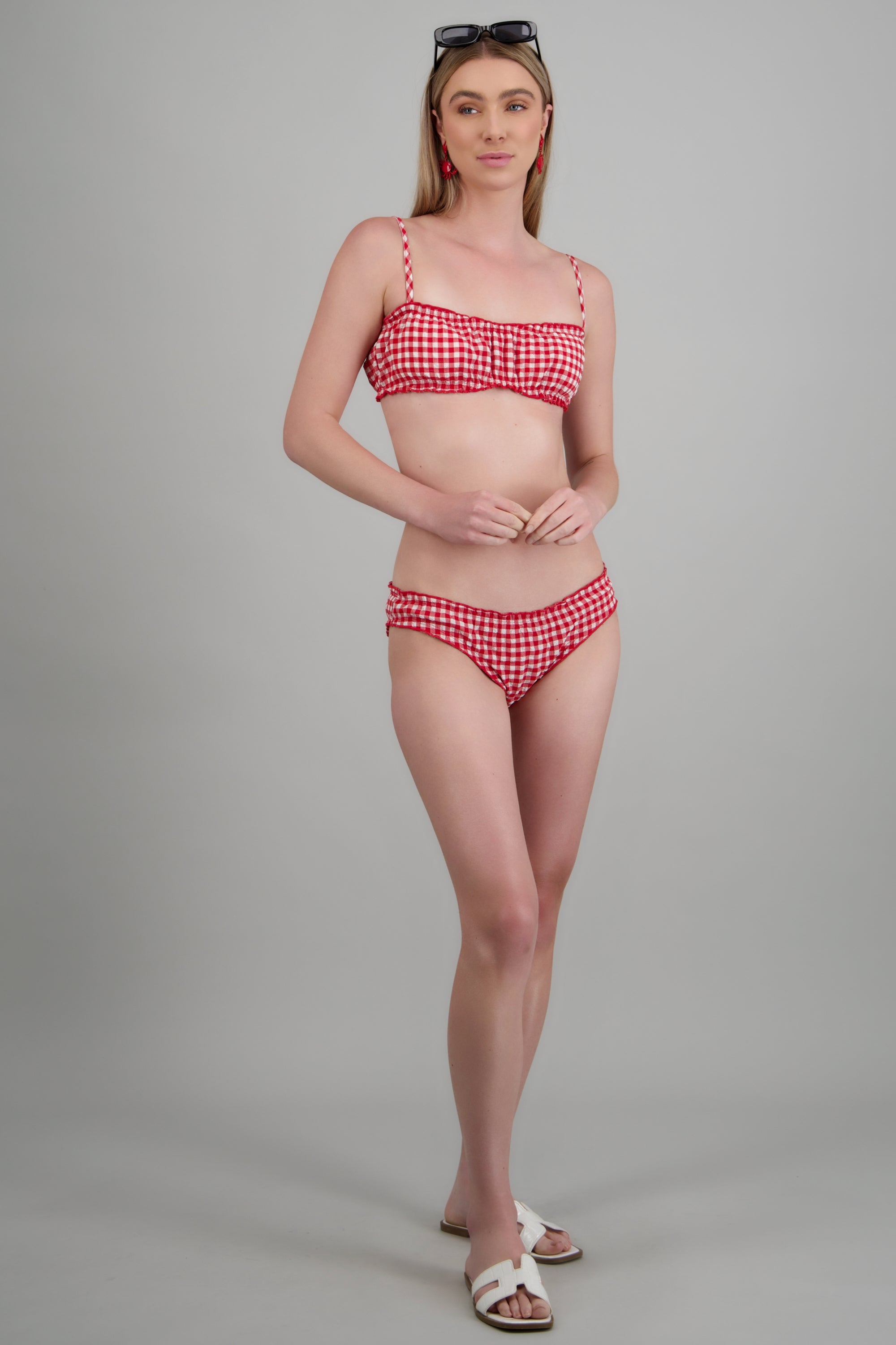 Bikini estampado cuadros ROJO