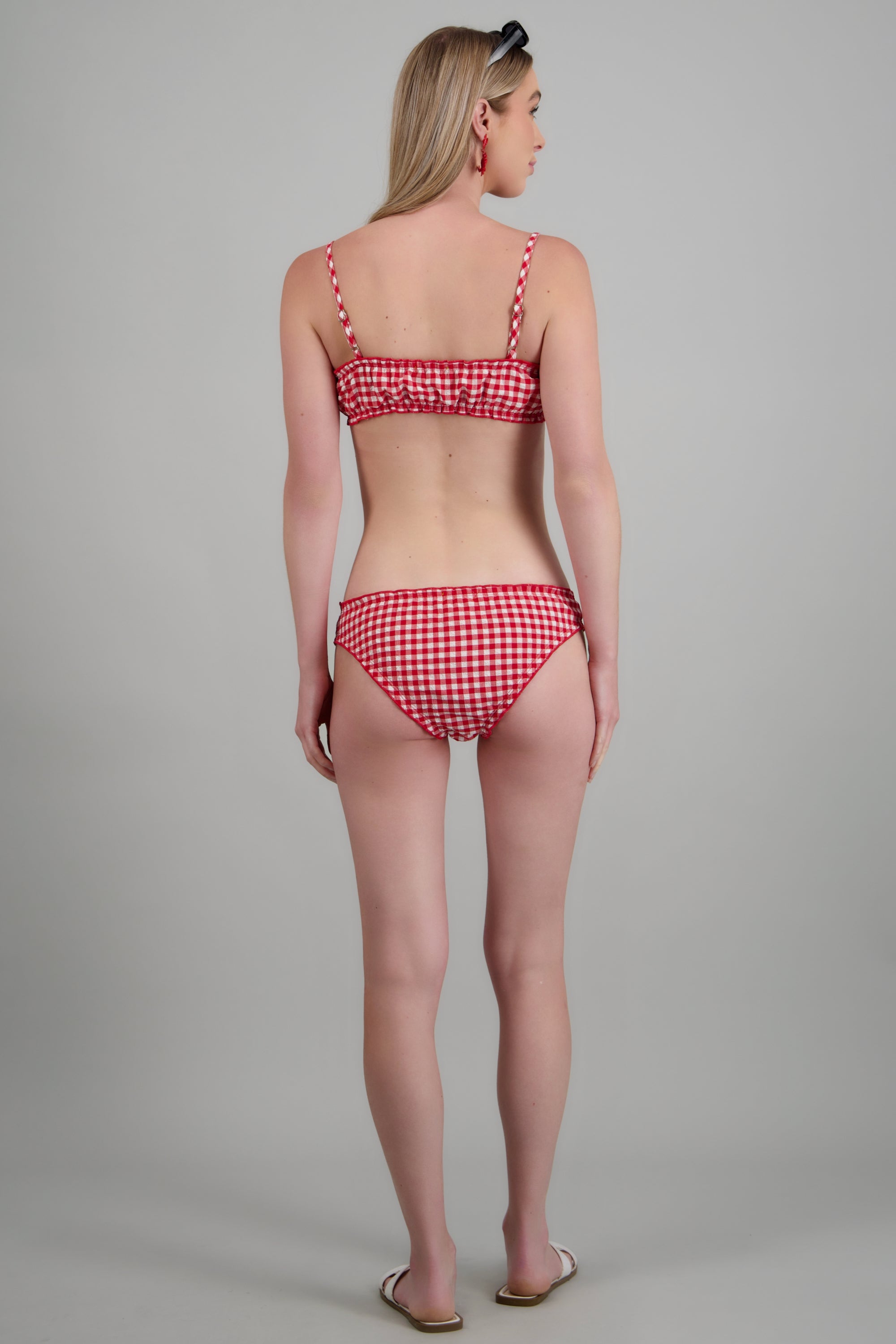 Bikini estampado cuadros ROJO