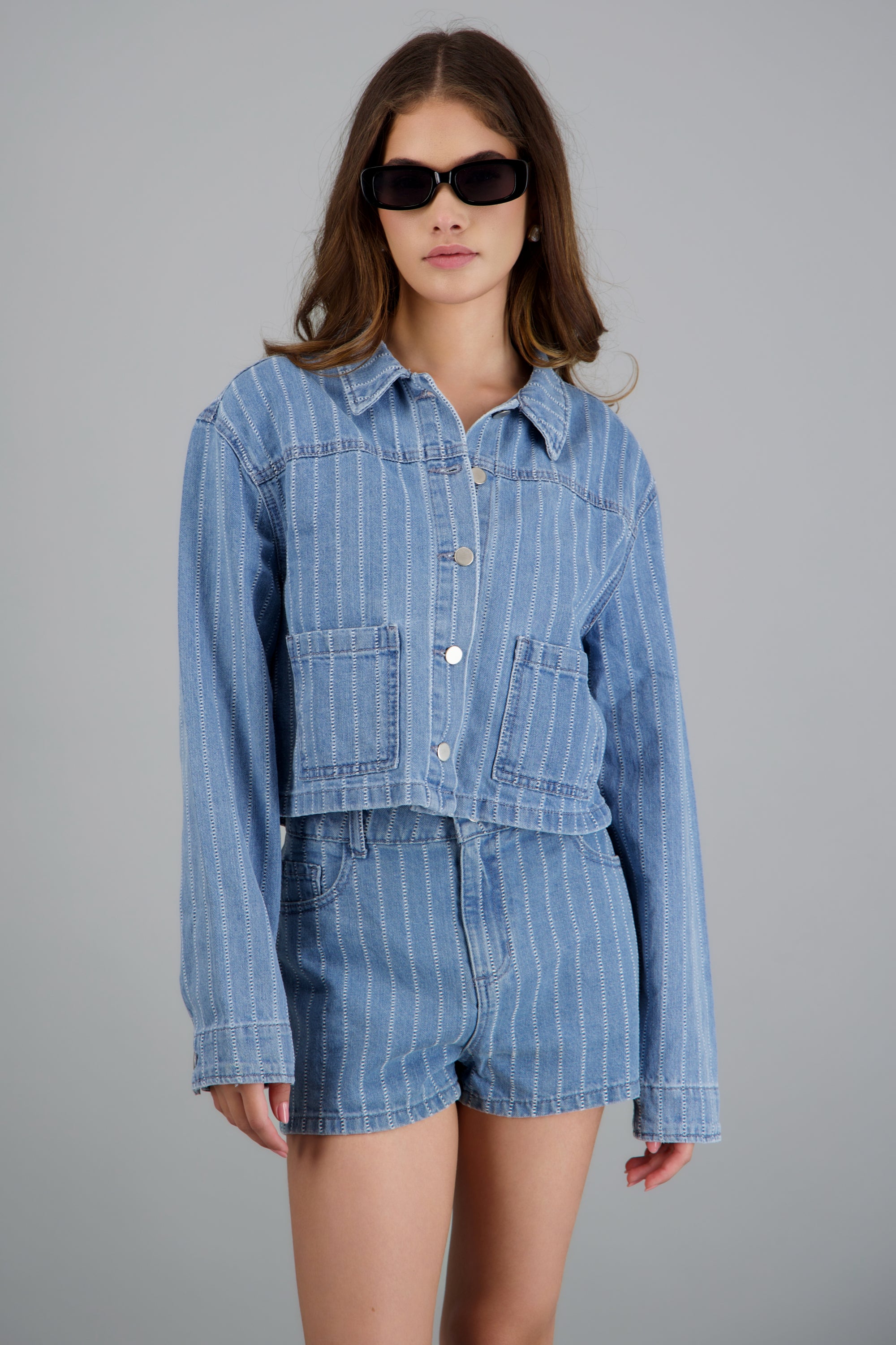 Chamarra denim costuras LIGHT WASH