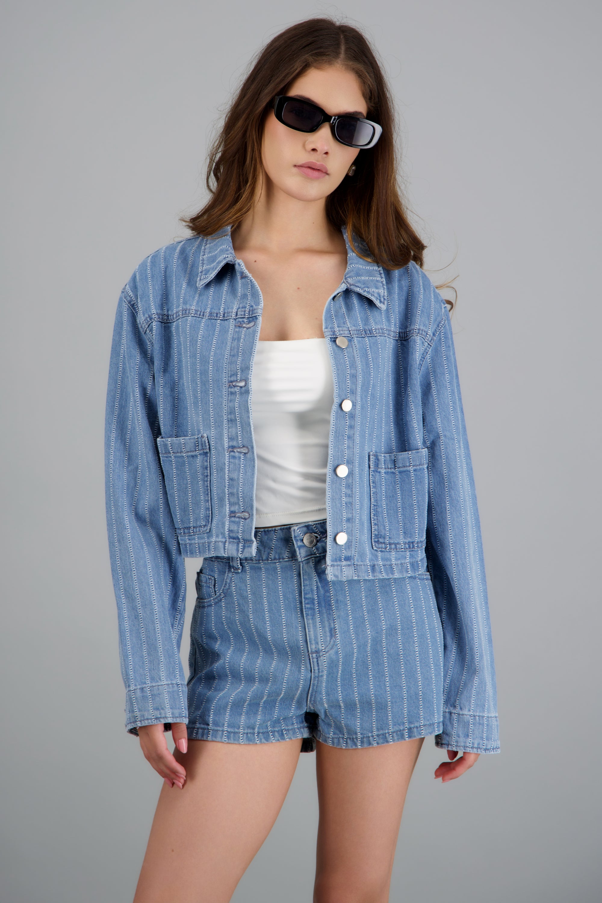 Chamarra denim costuras LIGHT WASH