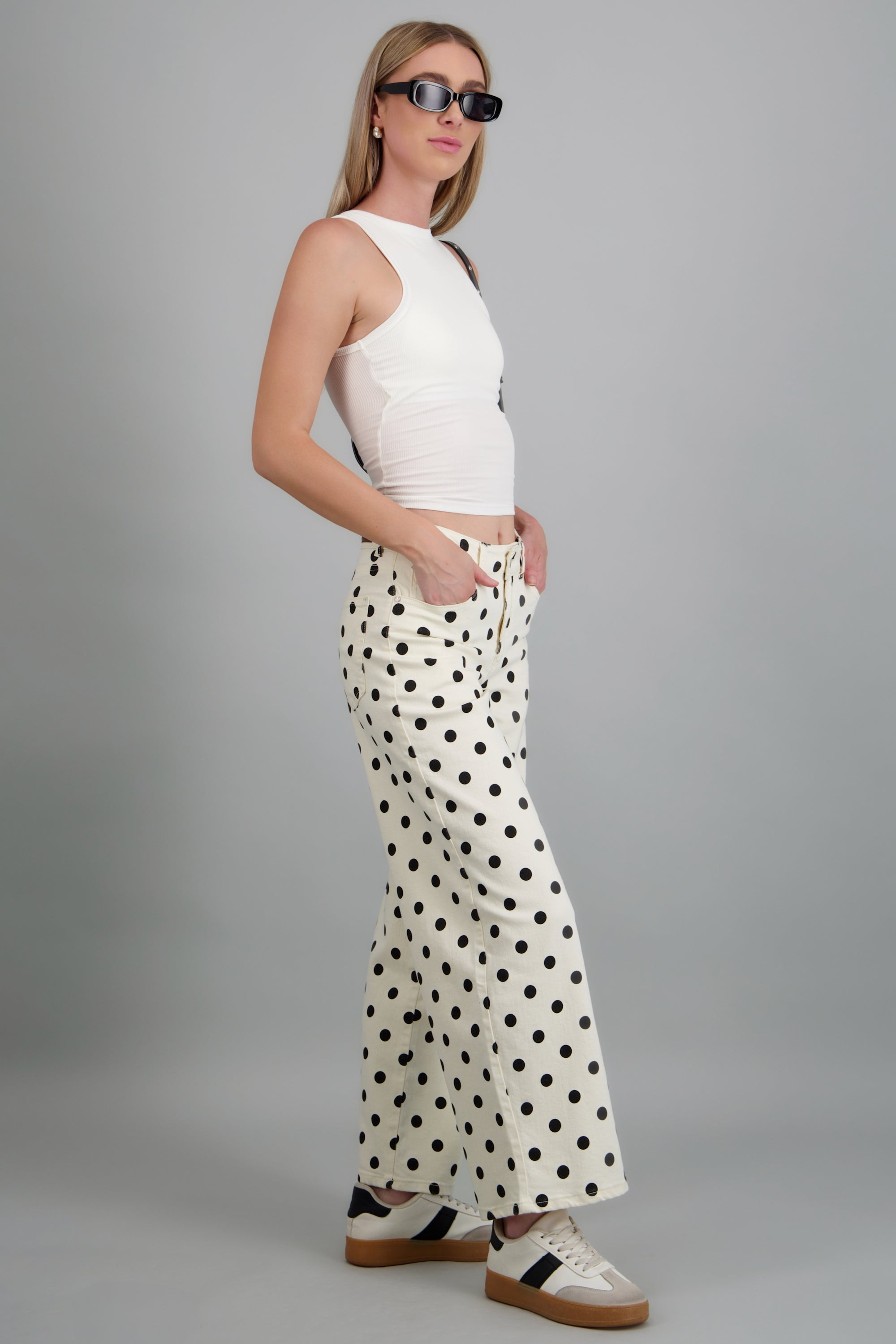 Jeans wide leg polkadots HUESO
