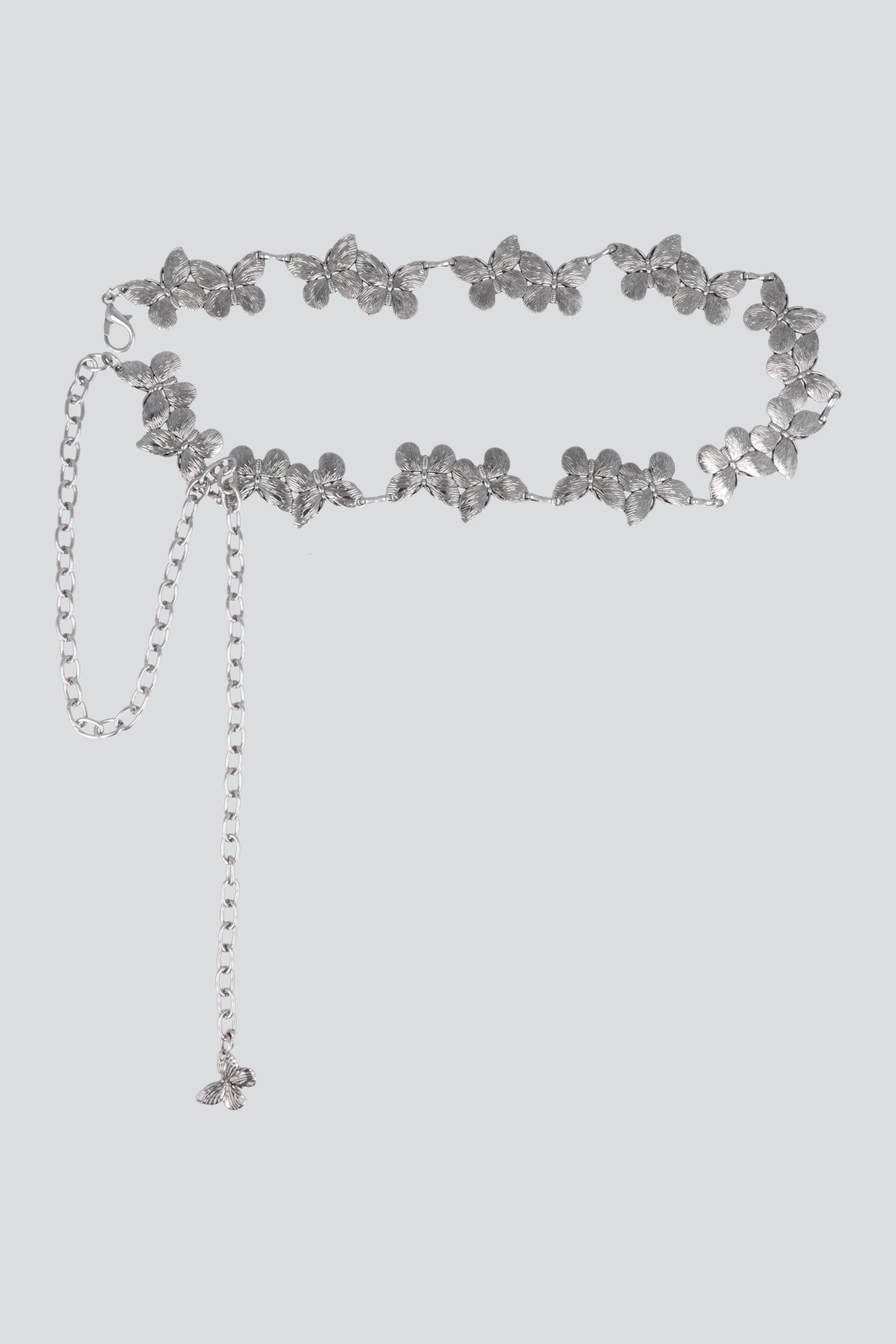 Cinturón cadena mariposas dobles PLATA