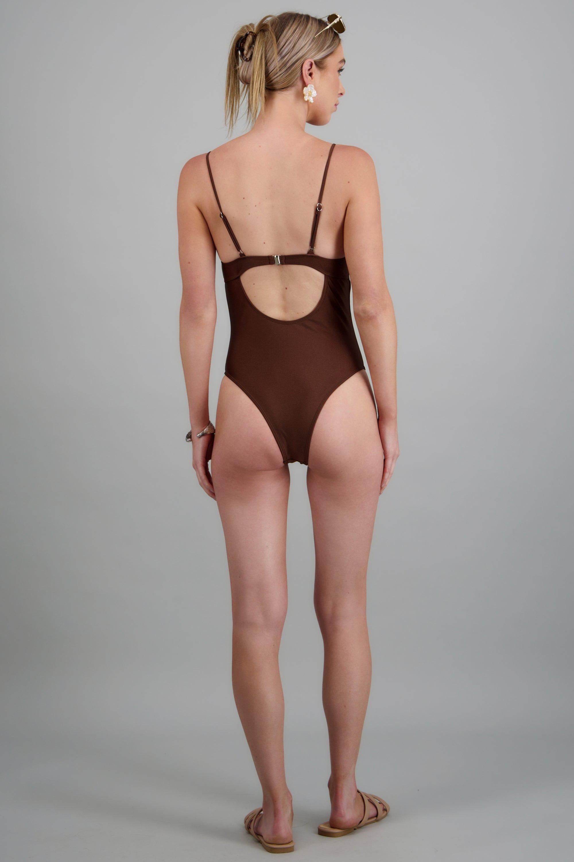 Traje de baño copas det cuentas CHOCOLATE