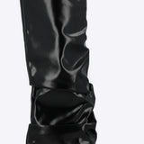 Bota funda plisada tacon corrido