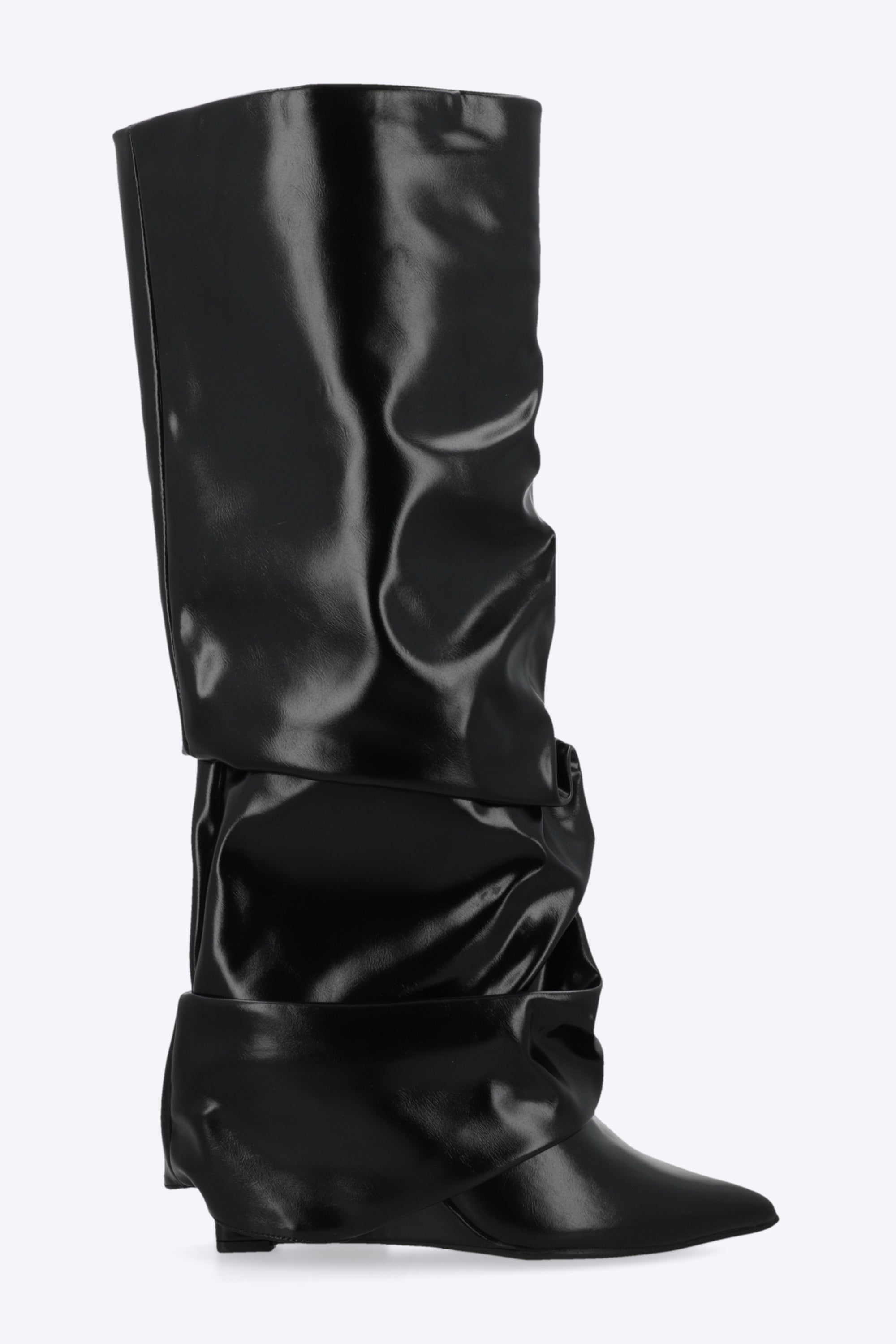 Bota funda plisada tacon corrido