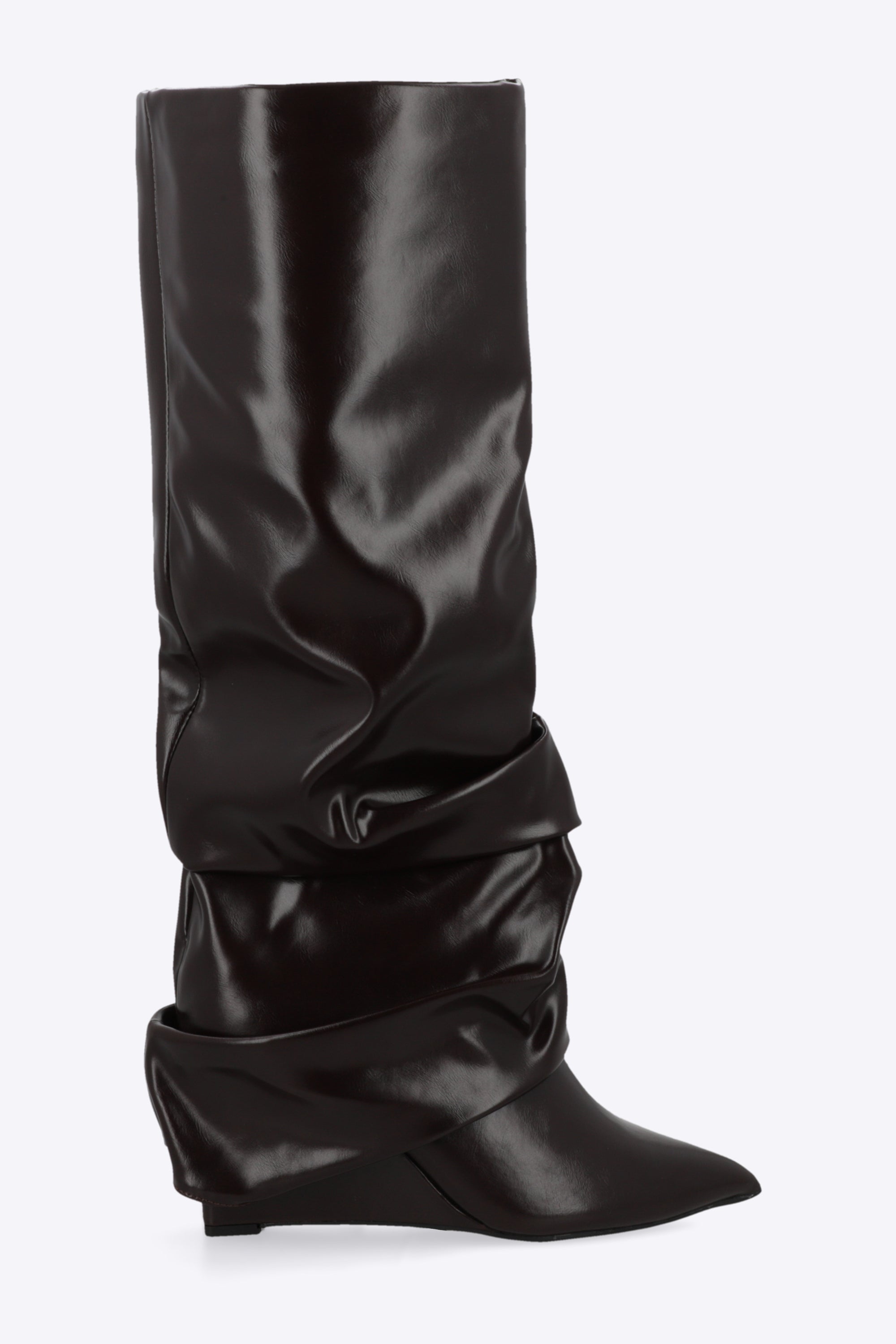 Bota funda plisada tacon corrido